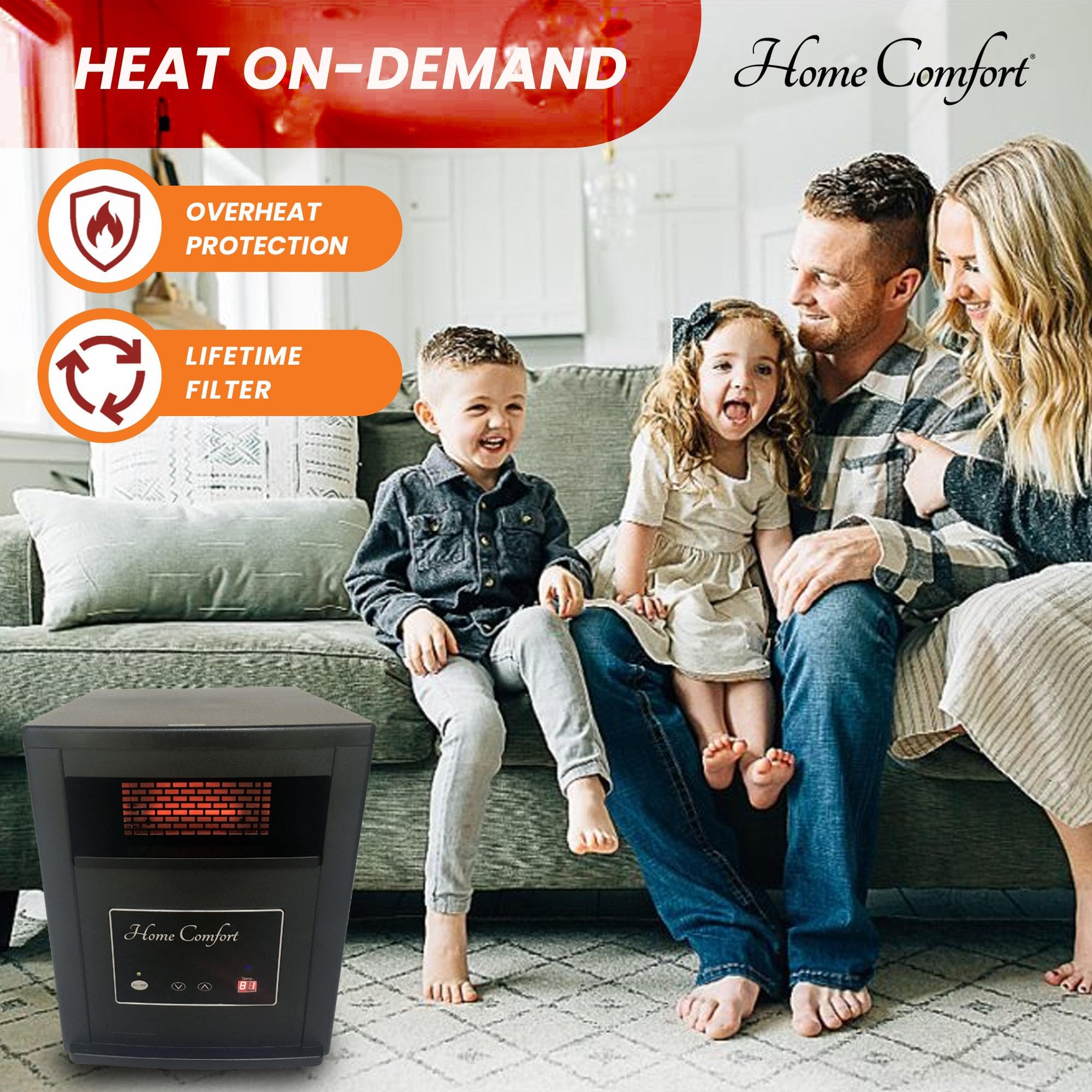 1500W Infrared Space Heater with Thermostat & Remote - Energy Efficient Portable Heater for Bedroom, Living Room & Large Areas - Year-Round Indoor Heating Solution - Perfect for Winter Nights & Office Use - Black