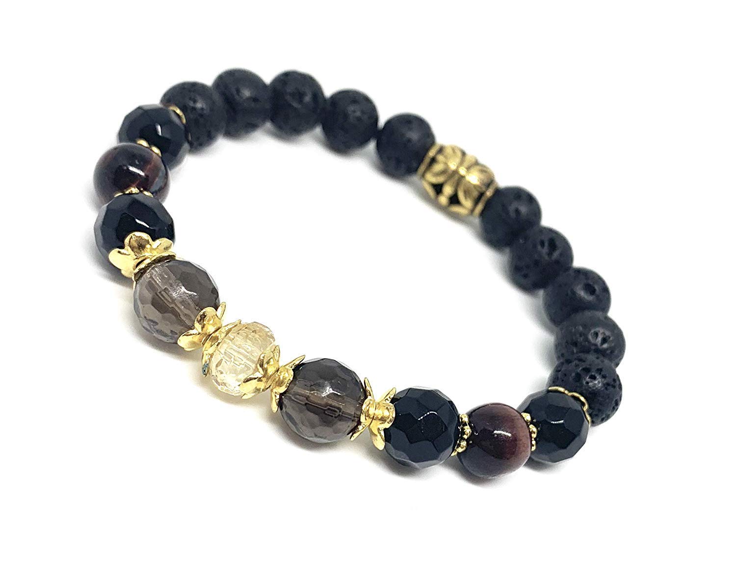 Gemstone Aromatherapy Bracelet Set with Essential Oils - Confidence & Energy Boost for Yoga & Meditation