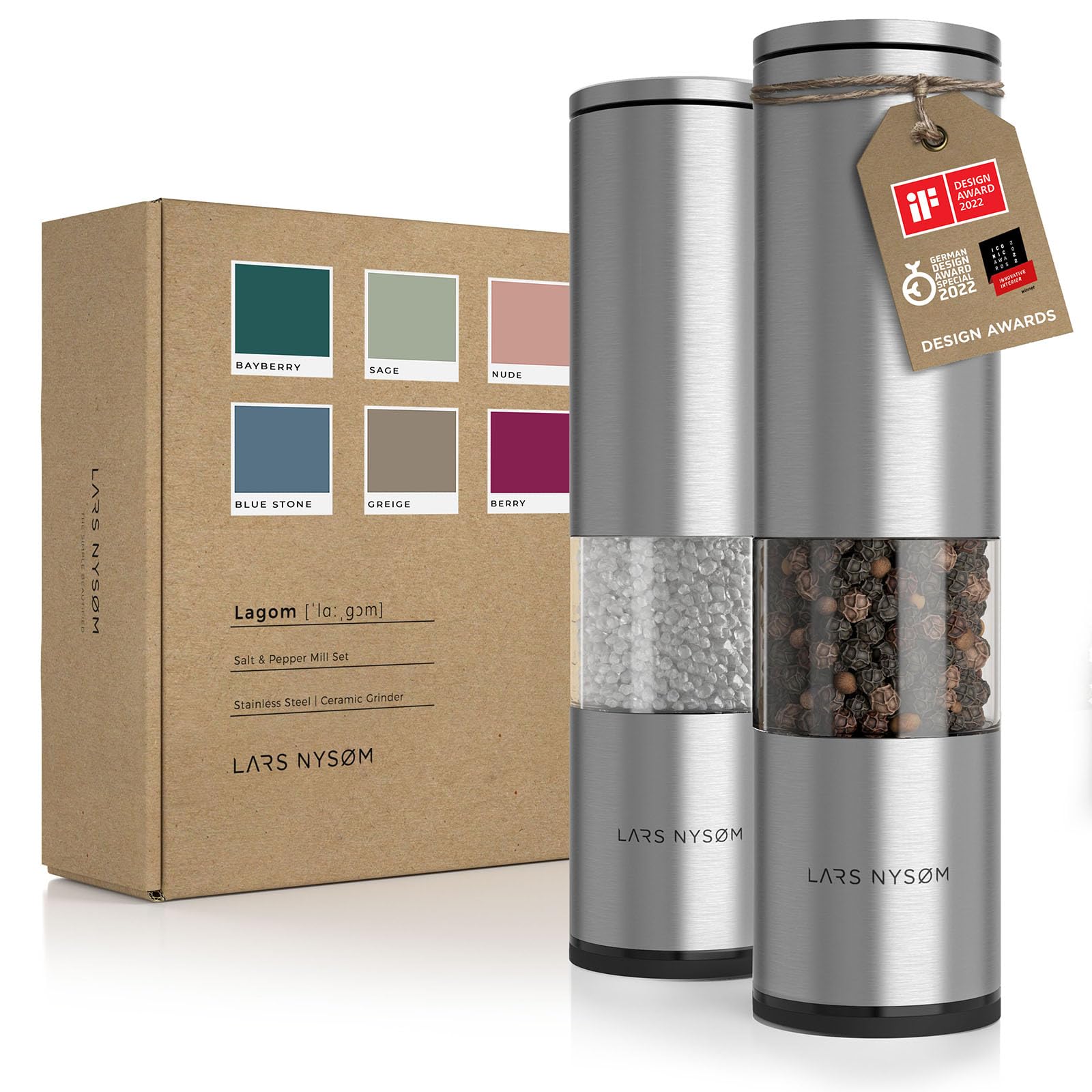 Premium Stainless Steel Salt and Pepper Grinder Set - 2-Piece Adjustable Ceramic Mill for Fresh Seasoning | Manual Spice Grinder with Modern Design | Perfect for Kitchen, Dining Table & Gourmet Cooking