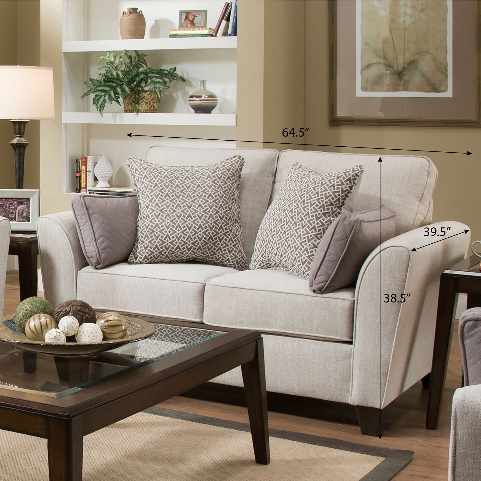 Samiene Transitional Style Fabric Flared Arm Sofa - Stone Gray | Modern Living Room Furniture for Cozy Home Decor & Relaxation