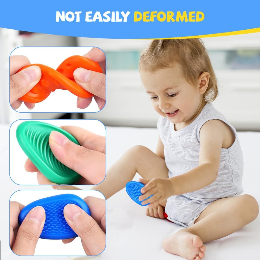 **2024 New Sensory Fidget Toys for Kids & Adults - Soft Textured Worry Stones for Anxiety Relief, Stress & Calming - Silent Fidget Toys for Teens, Classrooms, Office & Travel (2-Pack)**