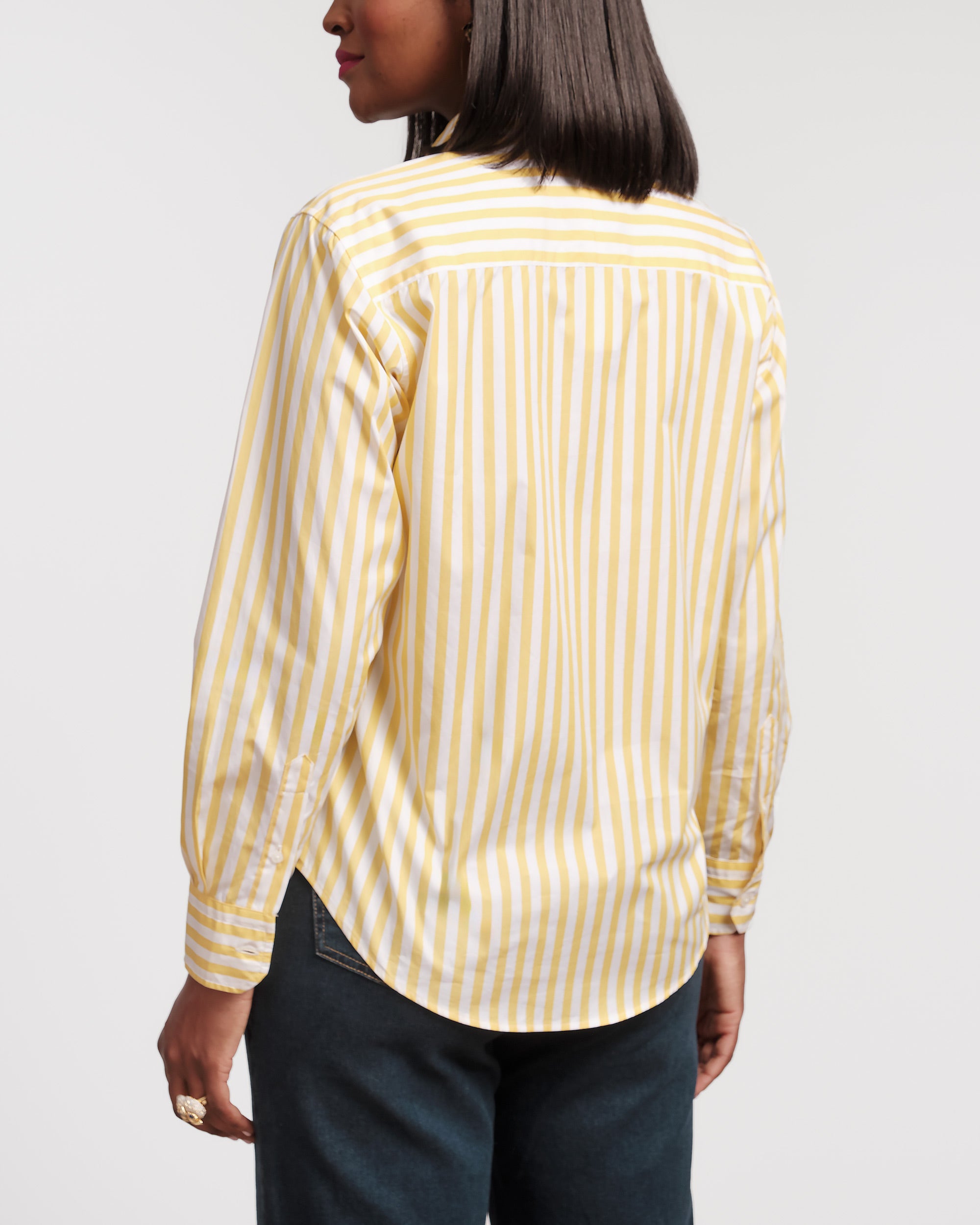 Premium Yellow Striped Button-Down Shirt for Men - Casual & Office Wear | Comfortable & Stylish