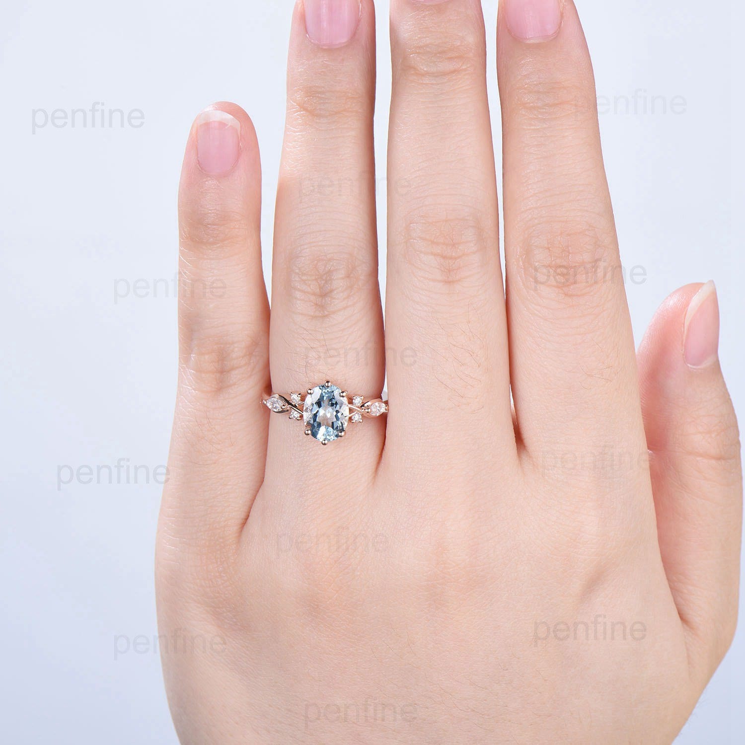 2 Carat Aquamarine Engagement Ring - Vintage Style 14K Rose Gold Wedding Band with Diamond Accents, March Birthstone Promise Ring for Women | Perfect for Proposals, Anniversaries & Special Occasions