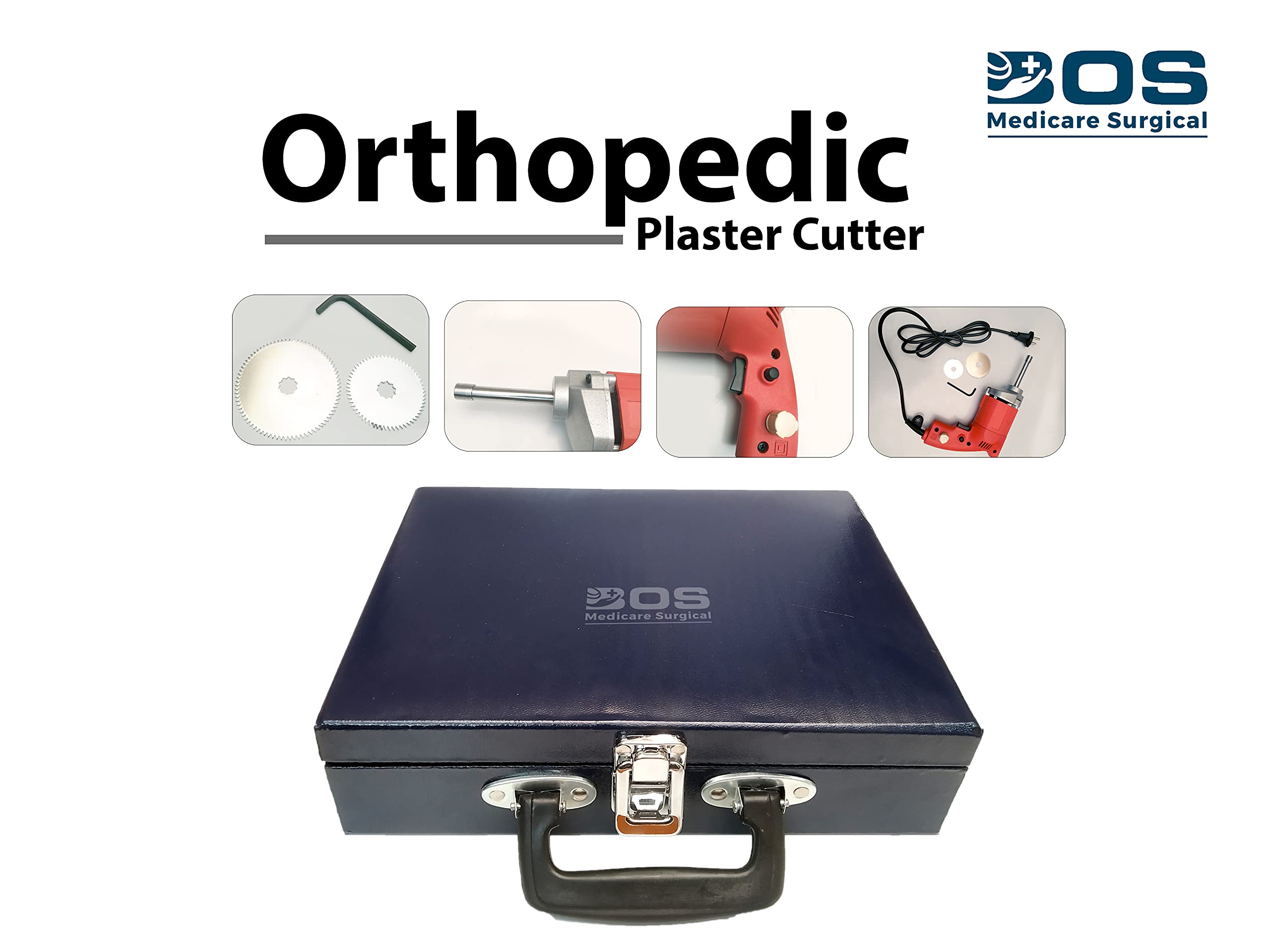 Bos Medicare Surgical® Orthopedic Plaster Cutter with 2 Blades & Handle Box - Multi Color | 1 Year Warranty | Ideal for Cast Removal, First Aid & Medical Procedures