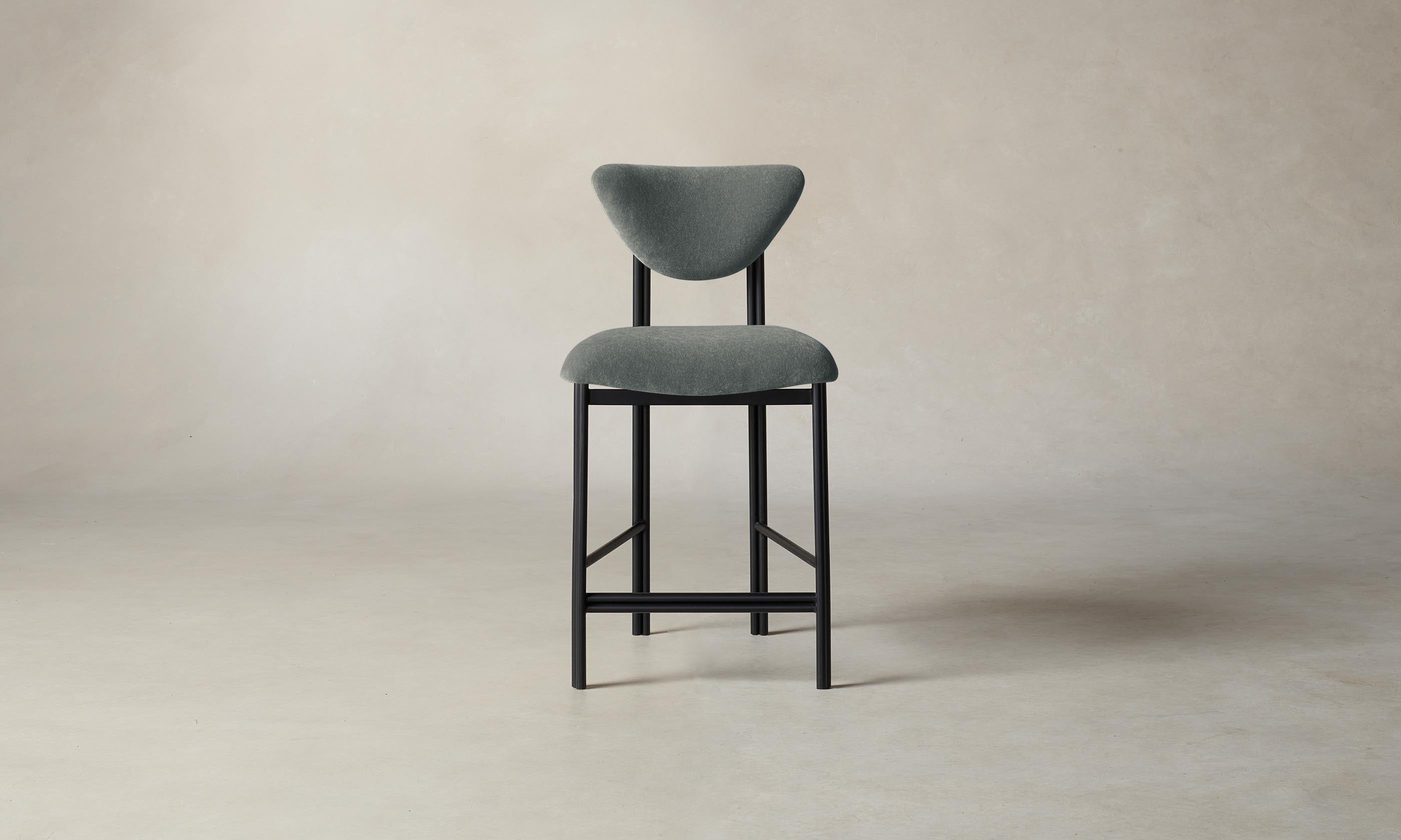 Premium Mohair Fog Cooper Counter Stool - Modern Kitchen & Bar Stool for Home, Restaurant & Cafe - Comfortable & Stylish Seating Solution