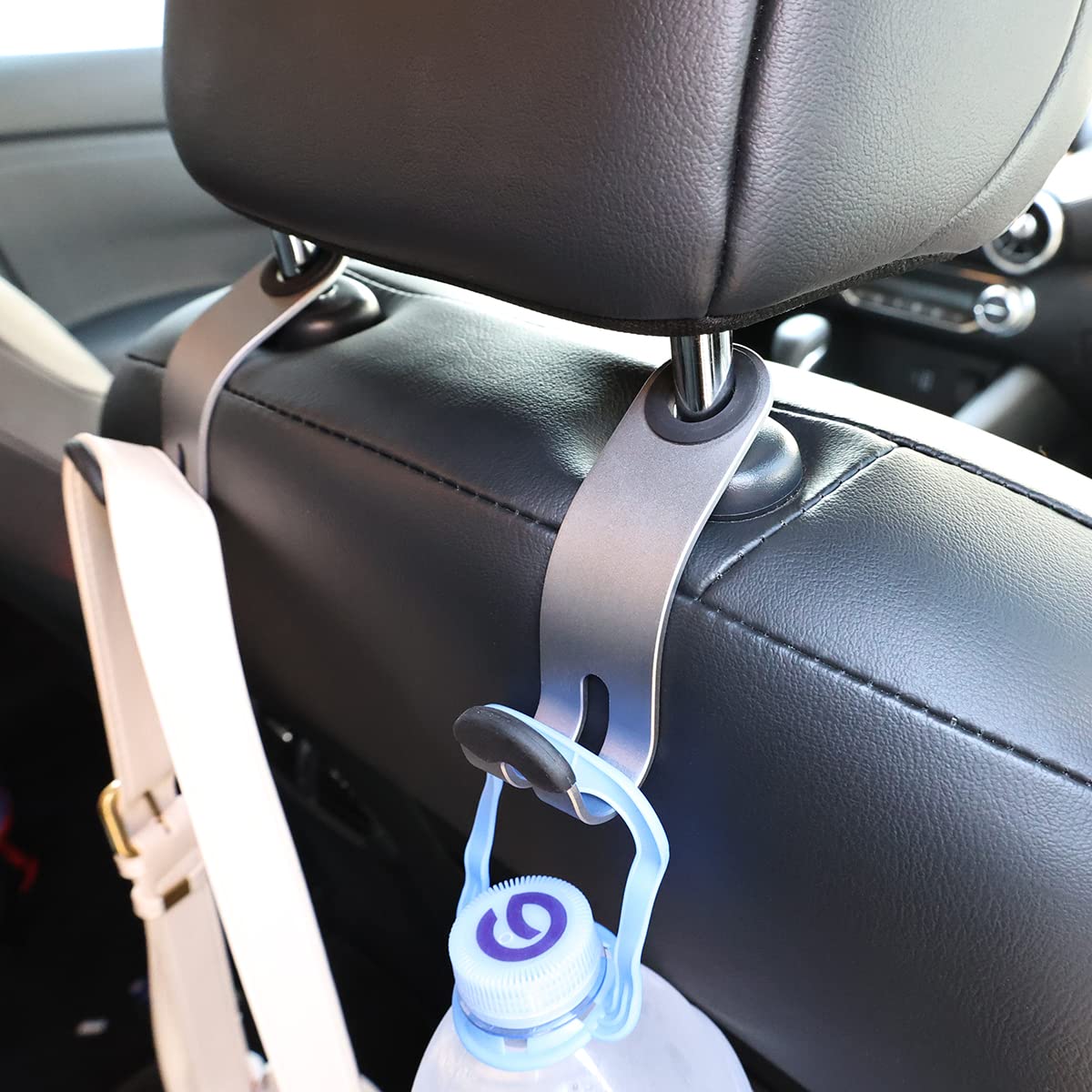 Universal Aluminum Alloy Car Seat Hooks (2-Pack, Black) - Heavy Duty Headrest Hooks for Handbags, Coats & Vehicle Organization - Perfect for Road Trips, Shopping & Daily Commute
