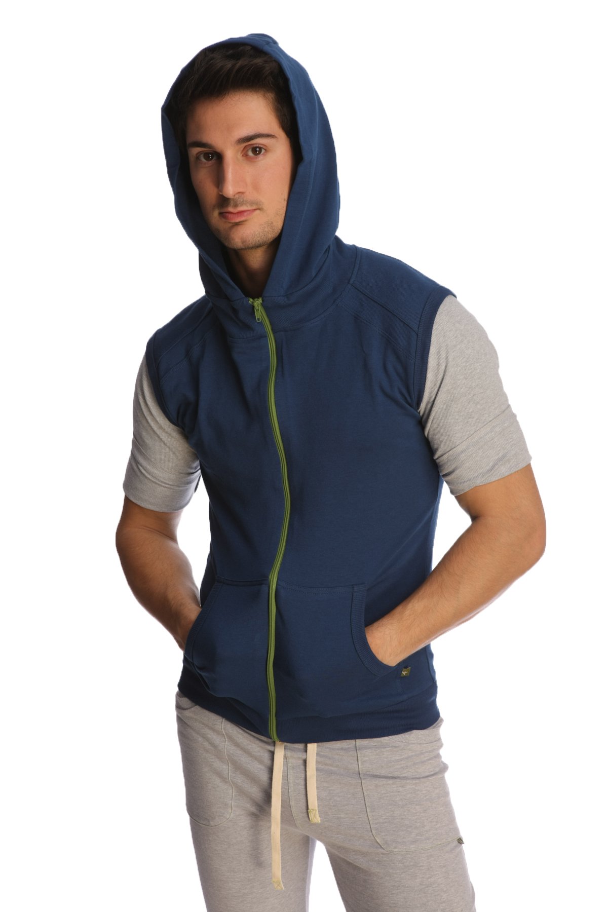 4th Men's Sleeveless Hoodie - Modal French Terry Workout Top for Yoga, Gym & Resort Wear | Stretchy European Fit | Made in USA | Perfect for Fitness Training & Beach Vacations