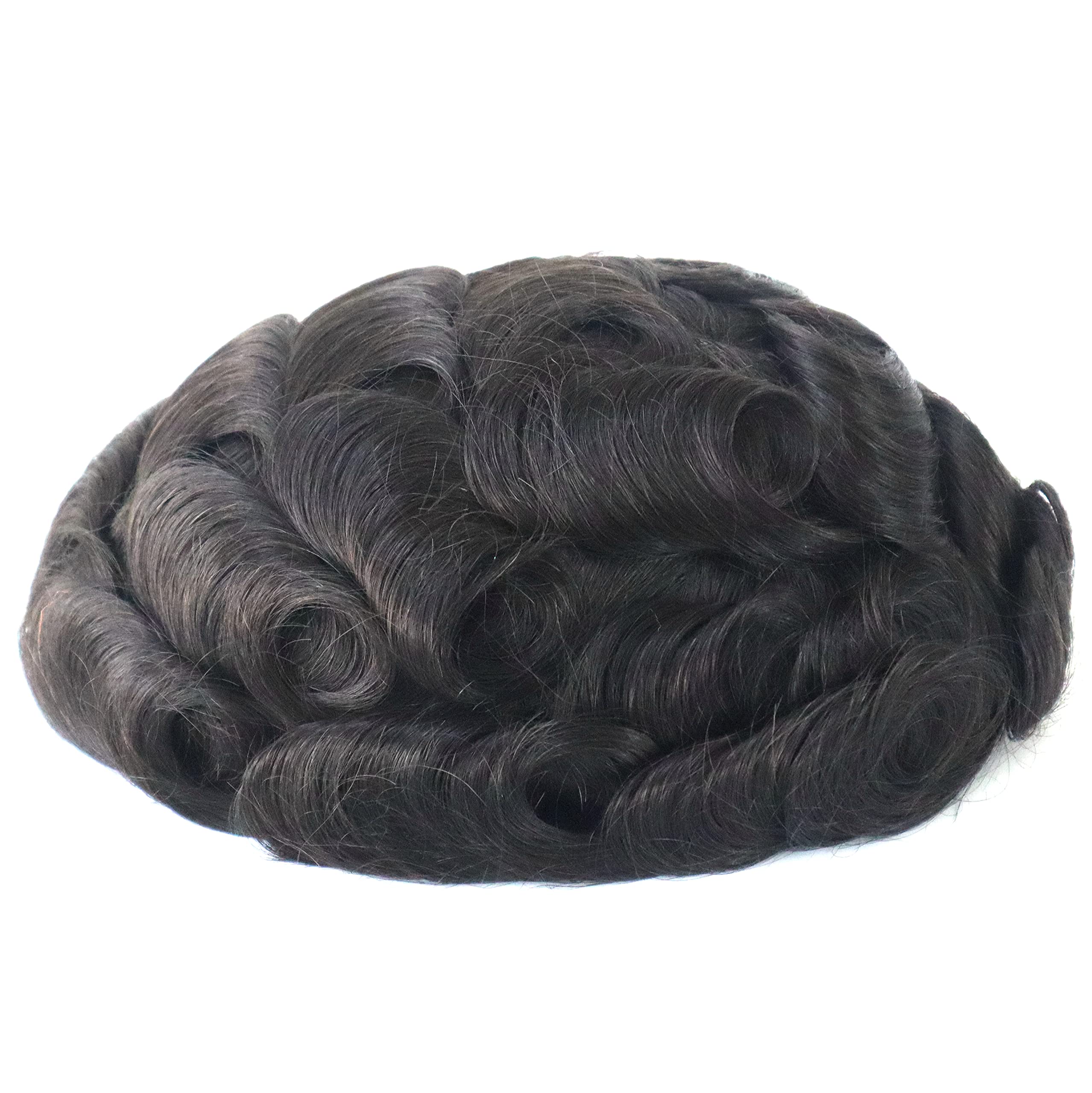 Natural Black Toupee for Men - Real Human Hair Replacement System with Durable Poly Coating & Fine Monofilament Hairline - 9x11 Inch Gentlemen's Hairpiece Wig | Perfect for Daily Wear, Special Occasions & Hair Loss Solutions