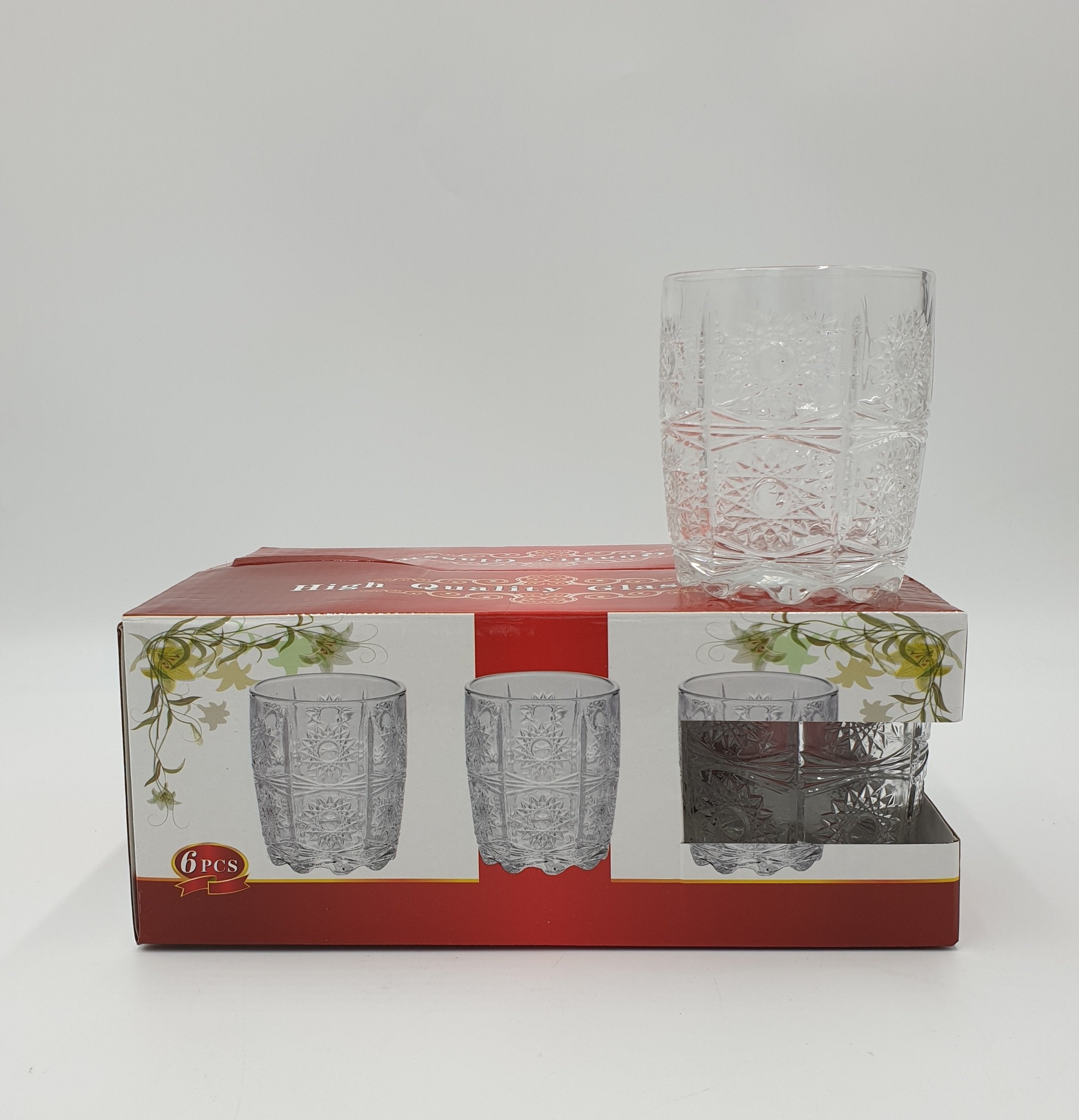 6-Piece Set of 3.25x2.75 Inch Water Glasses - Elegant Drinking Glasses for Home, Restaurant, and Party Use