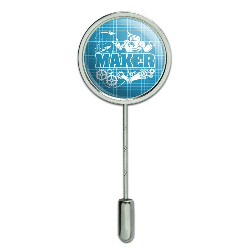 GRAPHICS & MORE Blueprint Design Robot & Gears Stick Pin - Vintage Industrial Style Hat Brooch for Men & Women - Perfect for Caps, Jackets, Bags & DIY Crafts