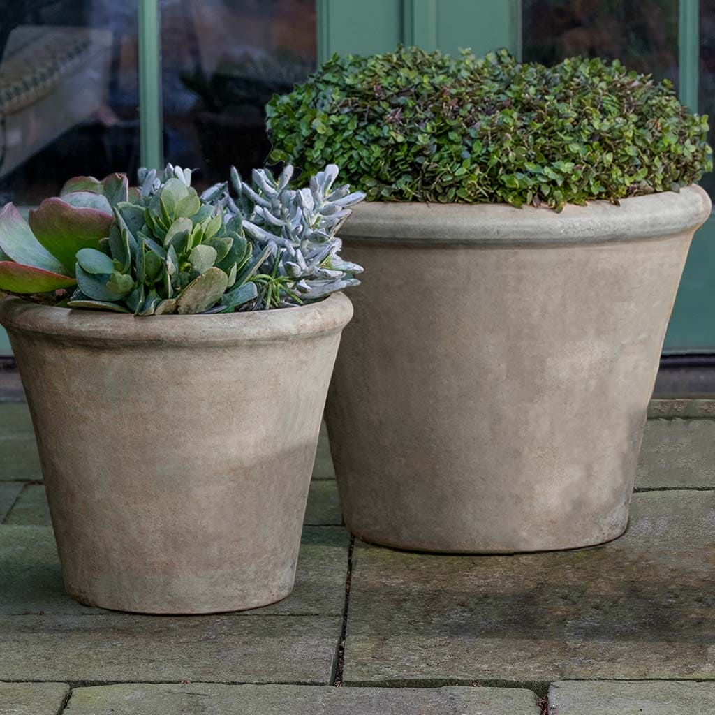 Campania International Cortona Large Antico Terra Cotta Planter - Set of 2 for Outdoor Garden, Patio, and Home Decor