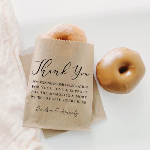 Personalized Custom Thank You Wedding Favor Bags - Elegant Small Gift & Goodie Bags for Bridal Showers, Receptions & Special Events