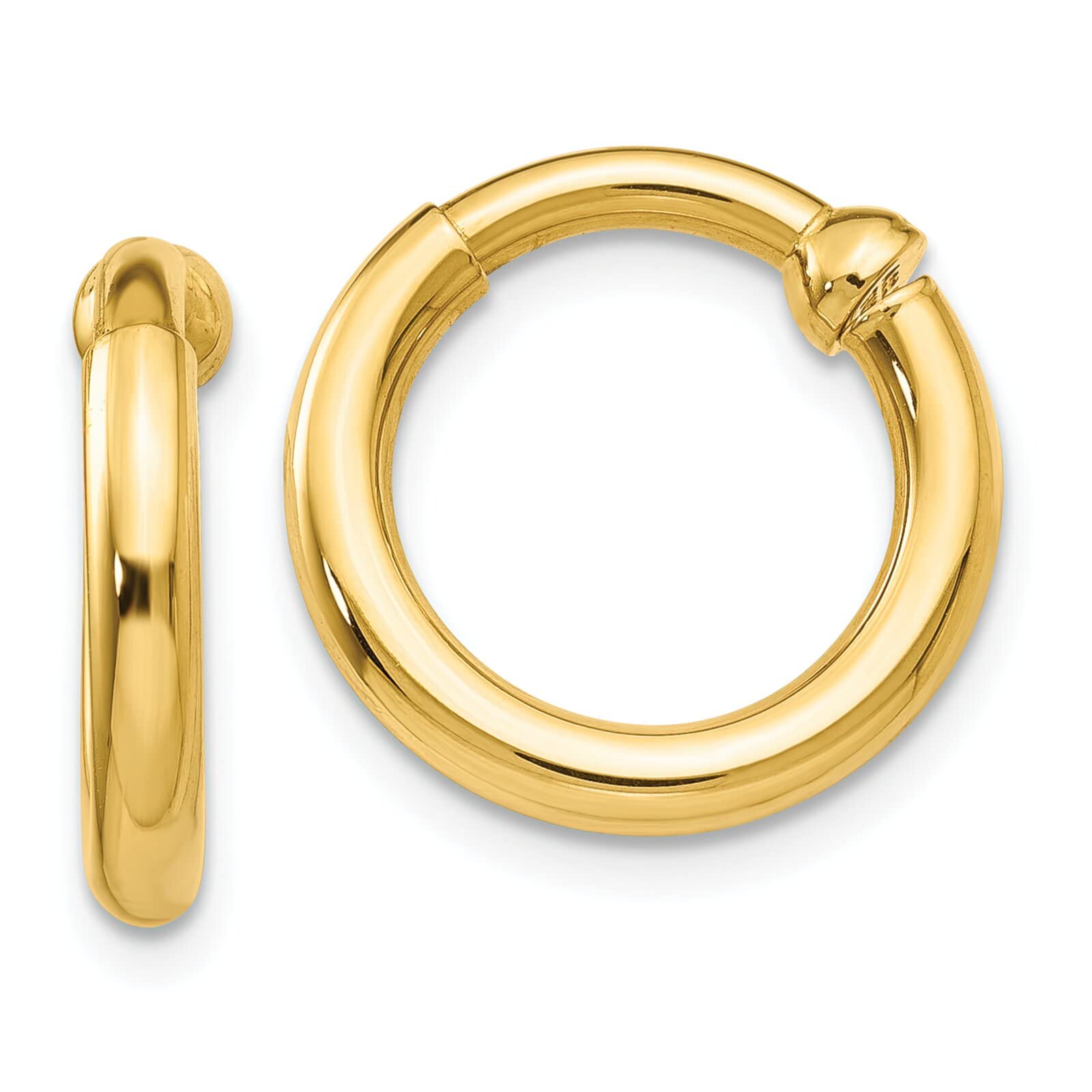 14K Yellow Gold Clip-On Hoop Earrings for Women - Hypoallergenic Non-Pierced Luxury Jewelry - Perfect for Weddings, Parties & Special Occasions