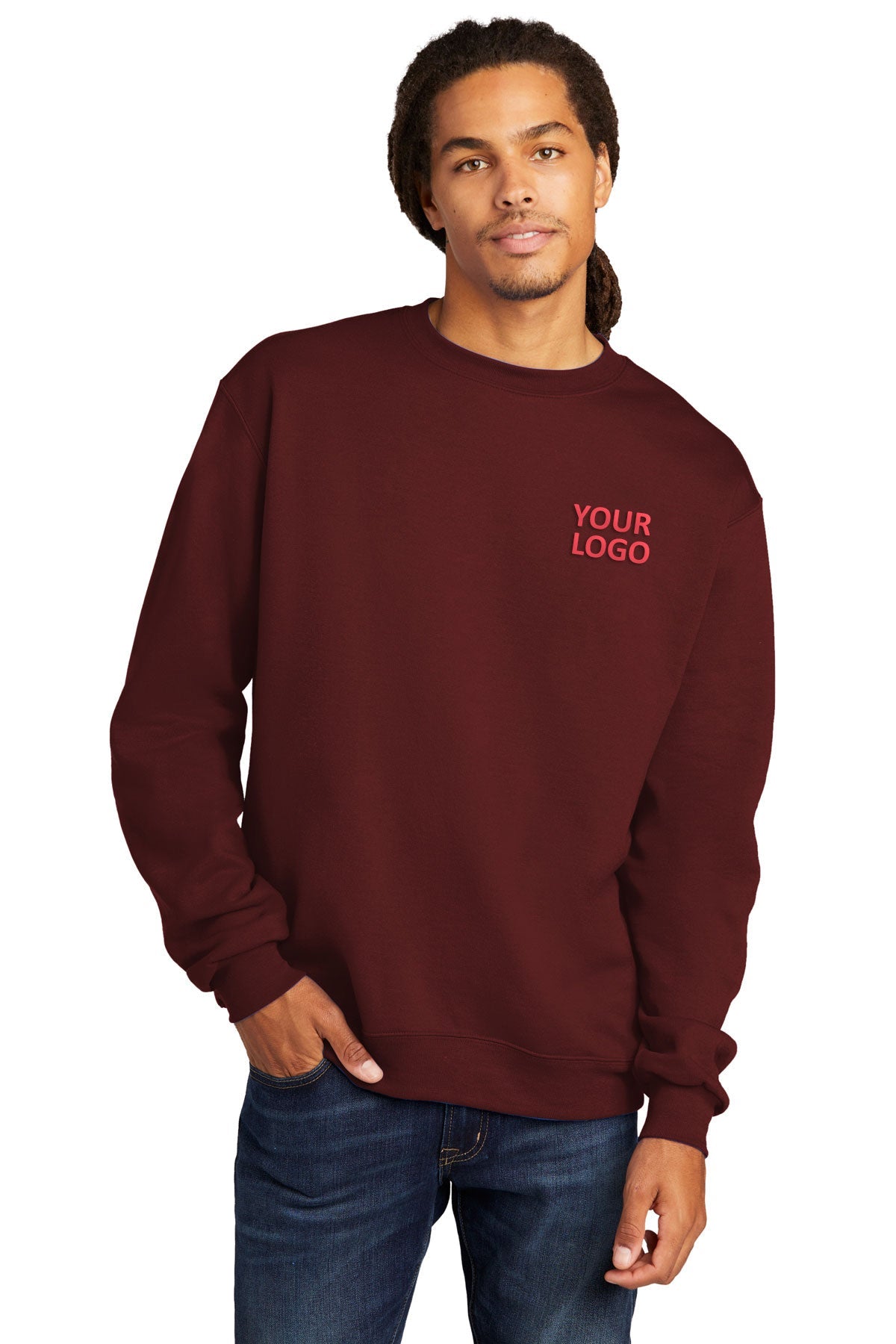 Champion Eco Fleece Crewneck Sweatshirt for Men & Women - Soft Maroon Pullover Hoodie - Casual Comfort Wear for Gym, Lounge & Outdoor Activities