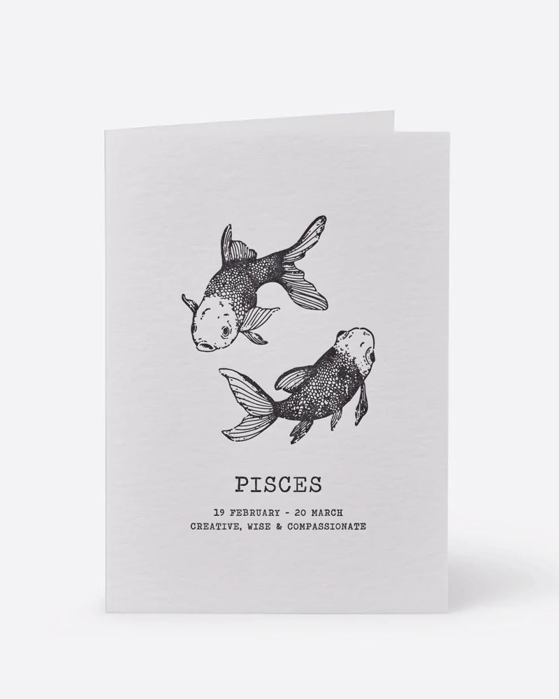 Zodiaque Moon | Pisces Letterpress Greeting Card - Elegant Astrology Birthday Card for Women & Men - Perfect for Birthdays, Anniversaries & Zodiac Gifts