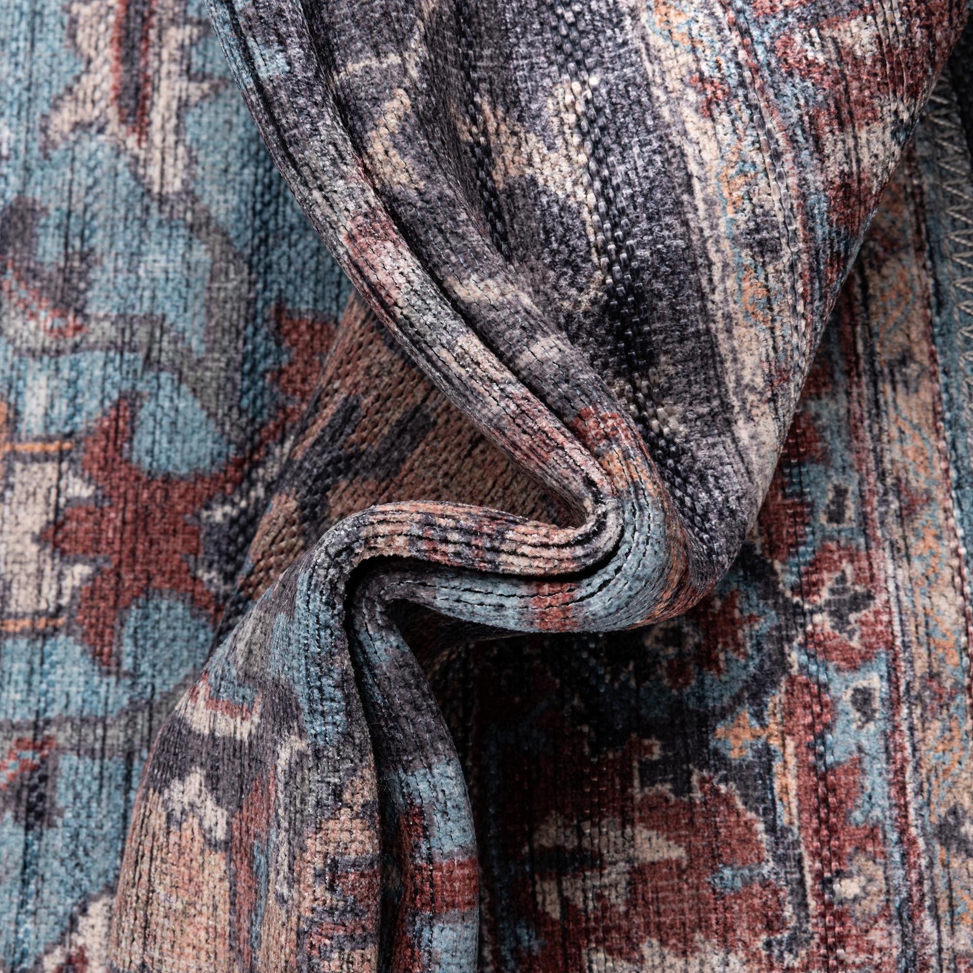 Washable Blue Low-Pile Rug 10' x 13' - Maahru Collection by Rugs.com | Soft & Durable for Living Rooms, Dining Areas & Open Spaces | Perfect for High-Traffic Areas & Pet-Friendly Homes