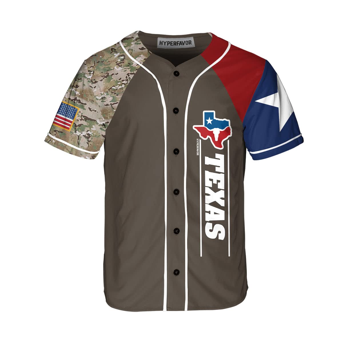 HYPERFAVOR Proud Texas Baseball Jersey for Men - Short Sleeve Texas State Shirt - Perfect for Baseball Games, BBQ Parties & Texas Pride Gifts