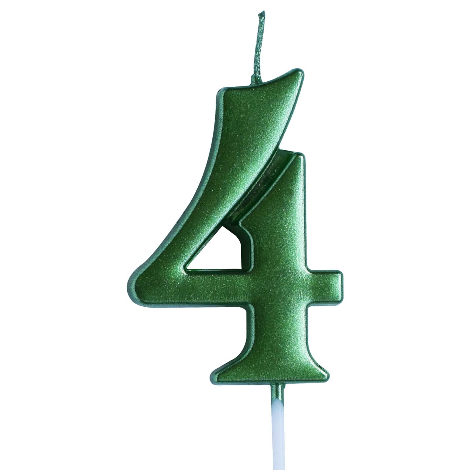 Green Number 4 Birthday Candle - 4th Birthday Cake Topper for Boys & Girls - Party Decorations & Supplies - Perfect for Birthday Cakes, Cupcakes, and Celebration Parties