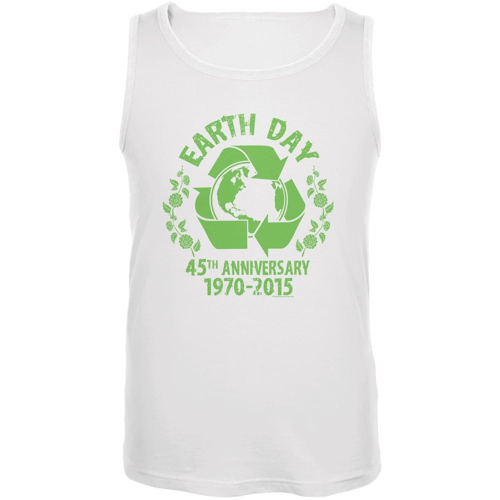 45th Anniversary Earth Day White Adult Tank Top - Eco-Friendly Cotton Tee for Casual Wear, Outdoor Activities & Environmental Events