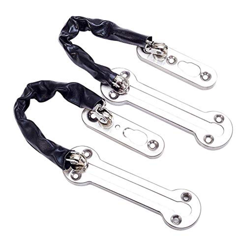 MroMax 304 Stainless Steel Door Security Chain Lock - 2 Pack Burglarproof Home Safety Guard for Apartment & House (Silver Tone) | Perfect for Front Door, Back Door & Rental Property Security