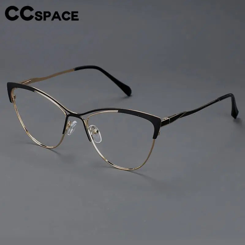 CCspace Women's Full Rim Cat Eye Alloy Eyeglasses Frame 57119 - Stylish Retro Glasses for Women, Lightweight Metal Frame with UV Protection - Perfect for Office, Reading & Fashion Accessories