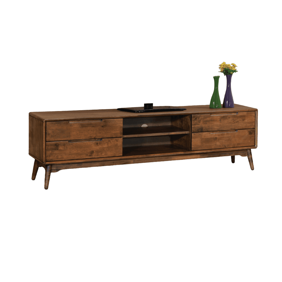 Solid Wood TV Stand 180cm - Modern Khim TV Console for Living Room, Bedroom & Home Theater - Durable Hardwood Entertainment Center with Storage Shelves