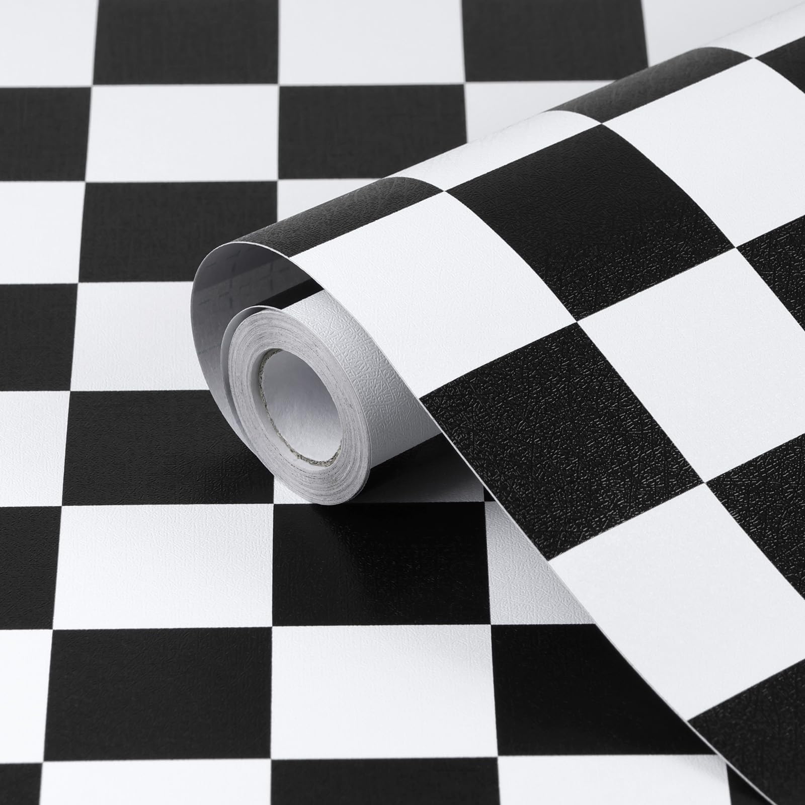 Amiya Black and White Checkered Peel and Stick Wallpaper - 17.3”x80” Self-Adhesive Vinyl Contact Paper for Shelf Liner, Cabinets, Furniture, Bedroom & Living Room Decor - Easy Removable Modern Checkerboard Mosaic Pattern for Home Renovation and DIY Projects