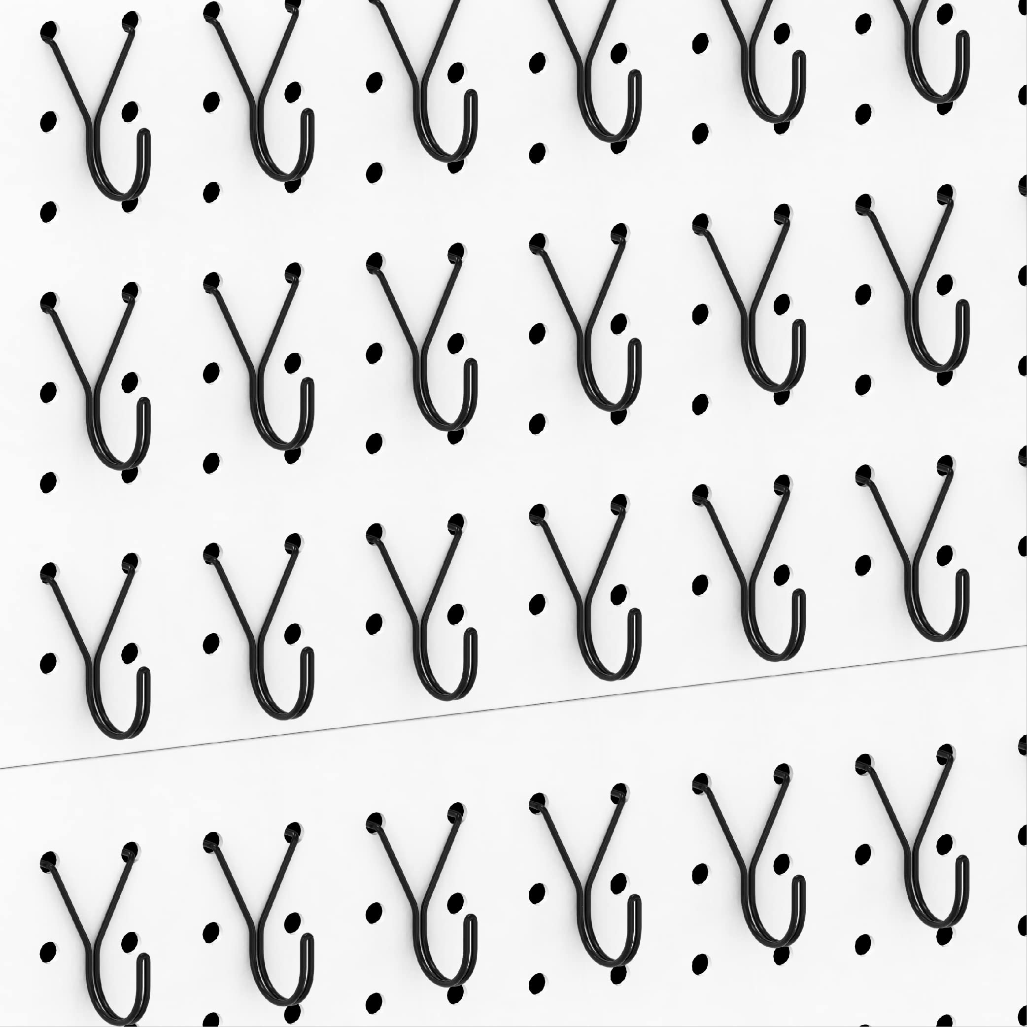 HUHOLE Pegboard Hooks 40 Pack - 1 Inch Black J-Hooks for Jewelry, Necklaces, Keys & Small Tools | Secure Fit for 1/8” & 3/16” Peg Boards | Perfect for Retail Displays, Workshop & Home Organization