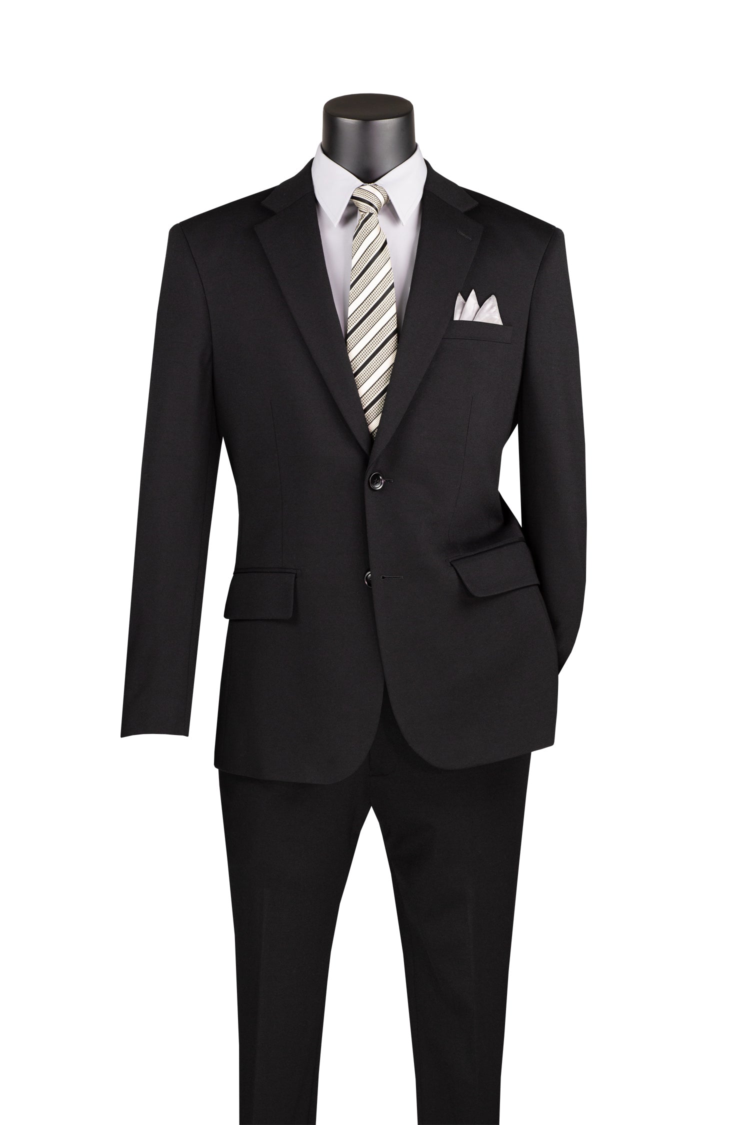 Slim Fit Men's 2-Piece Suit with 2 Buttons - Black Formal Business Attire for Weddings, Interviews & Office Wear