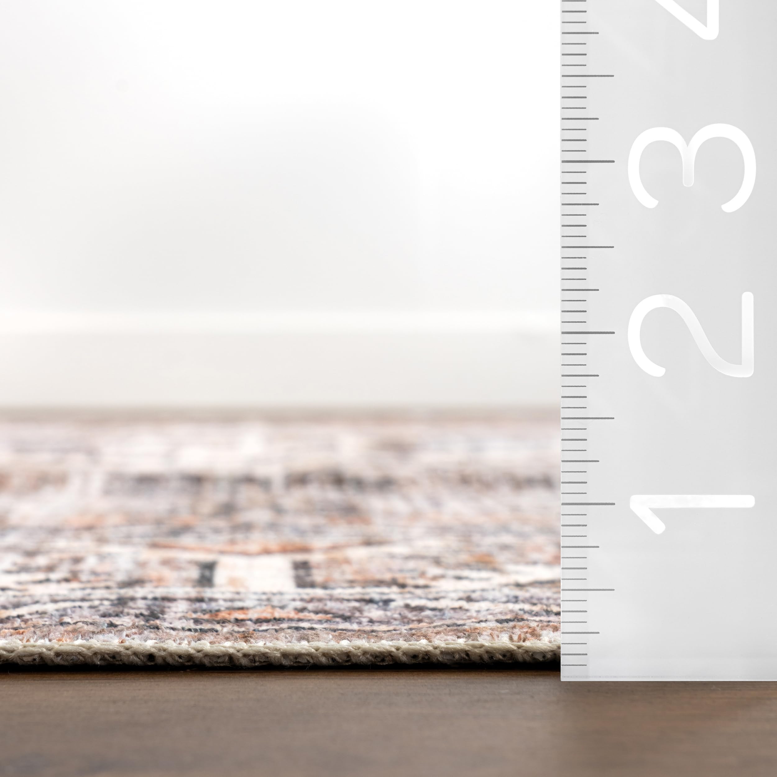 nuLOOM 6' x 9' Machine Washable Stain-Resistant Area Rug with Non-Slip Backing - Low Profile Modern Design for Living Room, Bedroom & Dining Room - Bowie Rust Color - Perfect for High Traffic Areas & Pet-Friendly Homes