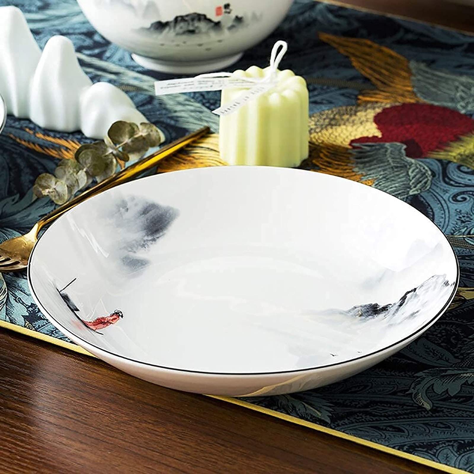 Elegant Black and White Dinnerware Set for 4/6/12 - 35-Piece Chinese-Inspired Tableware with Ancient Ink Painting Design - Perfect for Home, Kitchen, and Formal Dining Occasions