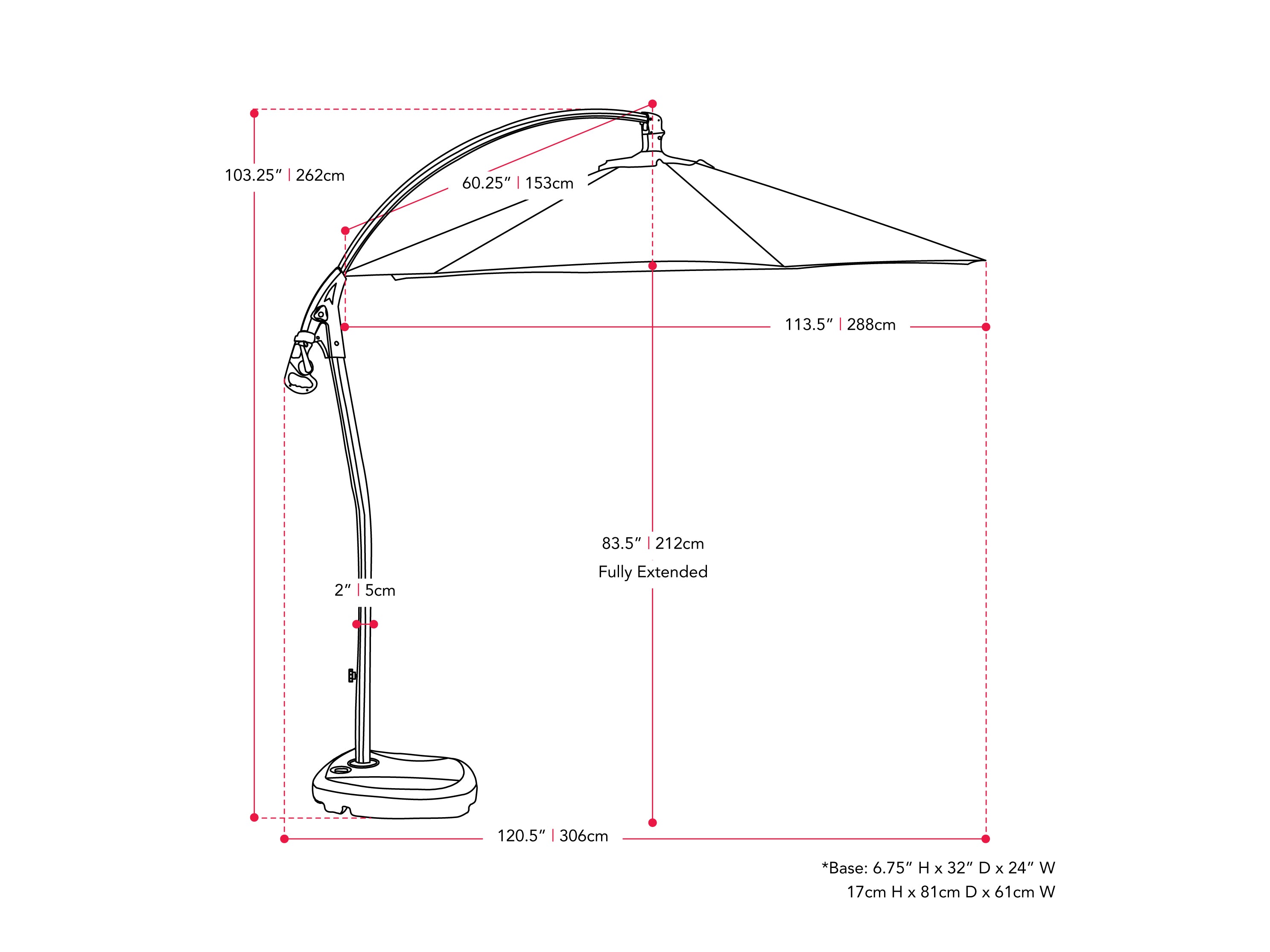 10ft Black Cantilever Umbrella with Heavy Duty Base - Patio, Poolside & Outdoor Shade Solution for Backyard, Garden and Deck
