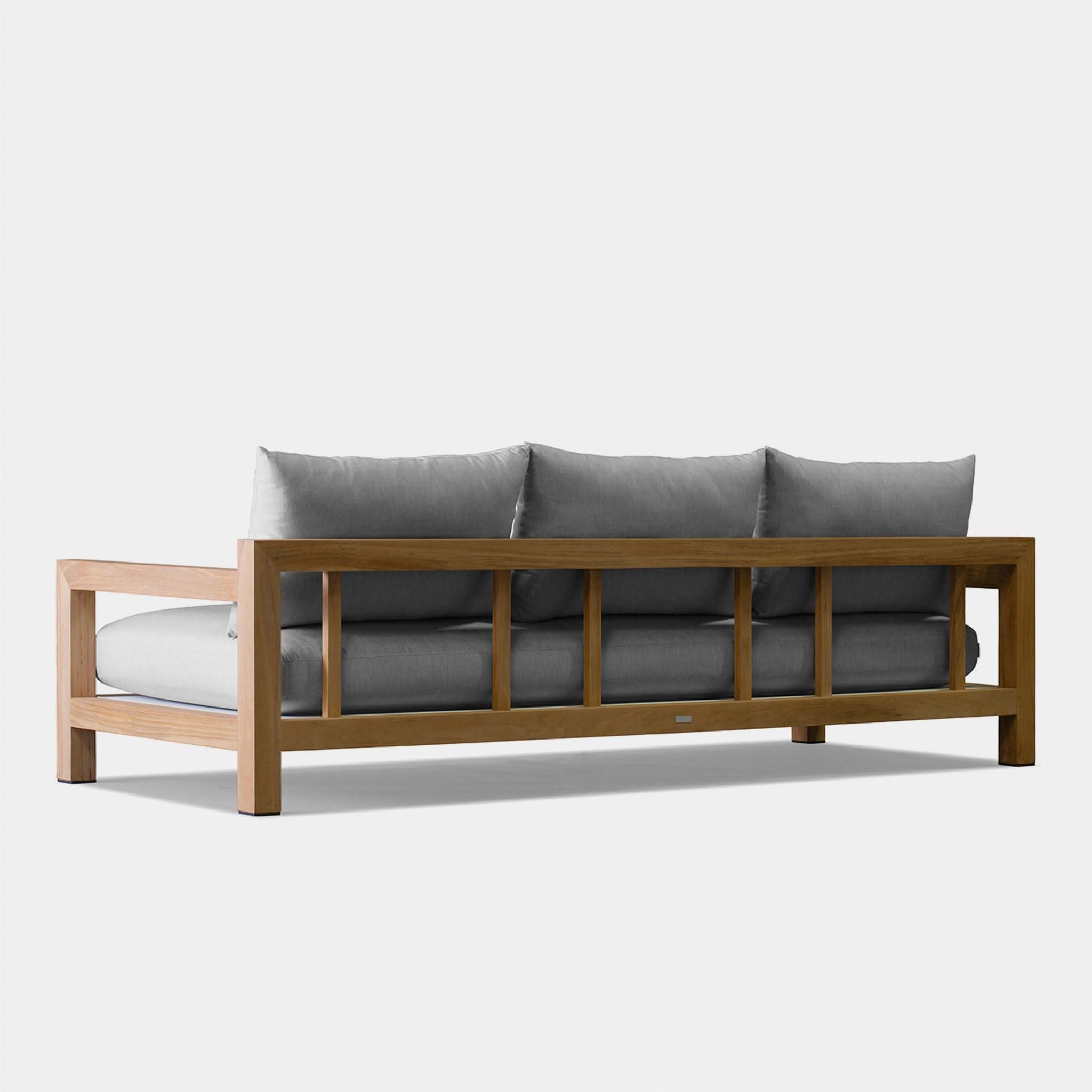 Pacific Teak 3-Seater Sofa - Modern Solid Wood Living Room Furniture for Home, Office & Outdoor Use
