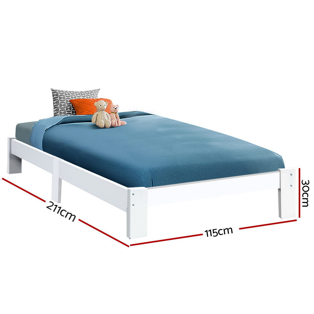 Fairy Wooden King Single Bed Frame White - Elegant & Sturdy Bed for Kids & Teens - Perfect for Bedrooms, Guest Rooms & Dormitories