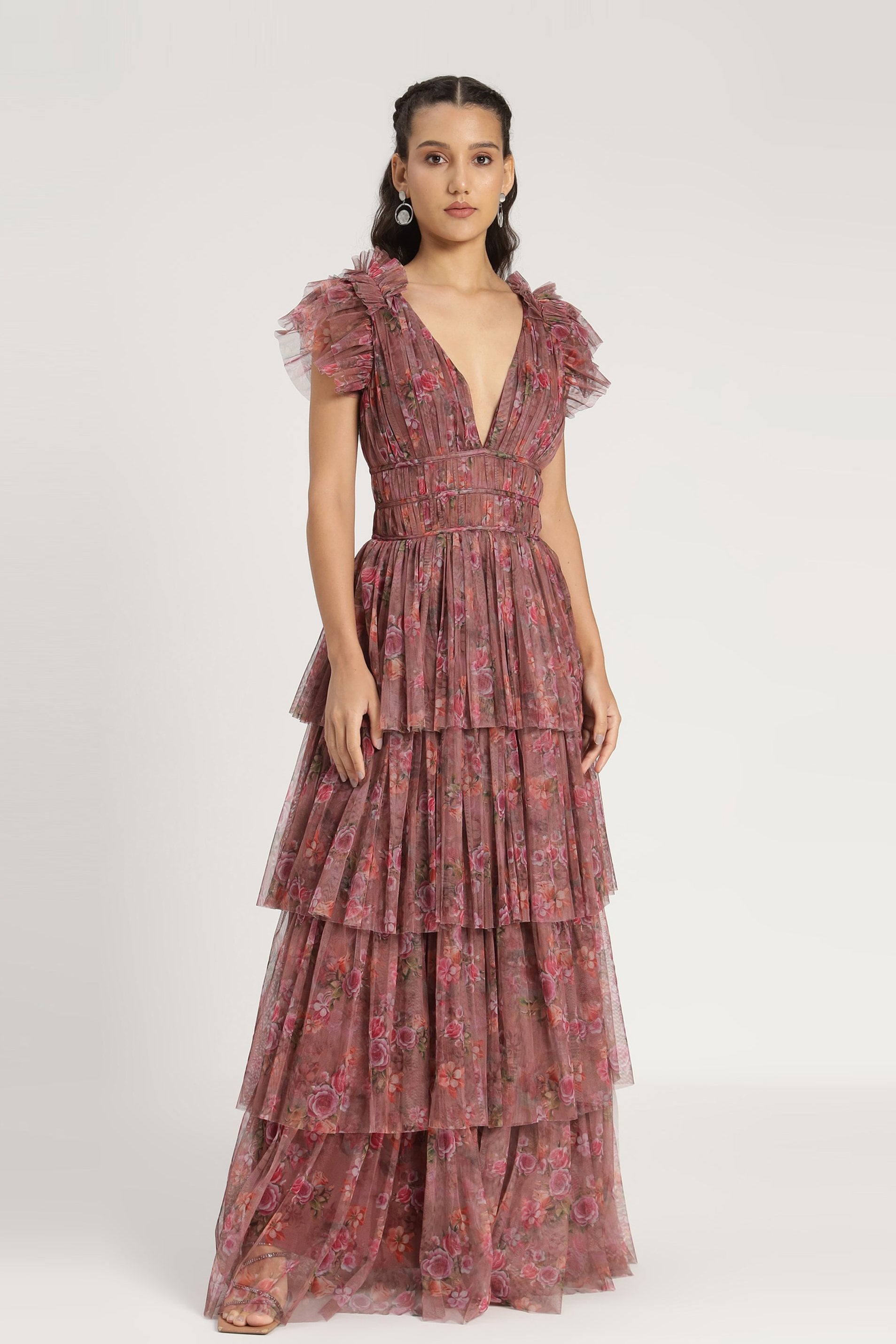 Naomi Maxi Dress - Elegant Purple Floral Print Women's Long Dress for Summer, Beach, and Special Occasions