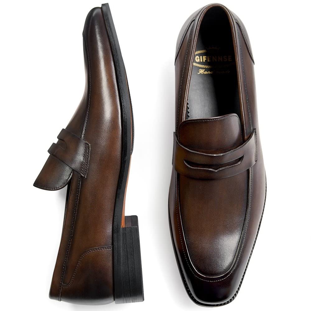GIFENNSE Men's Slip-On Loafers - Premium Leather Dress Shoes for Business & Formal Occasions | Comfortable Office & Wedding Shoes for Men