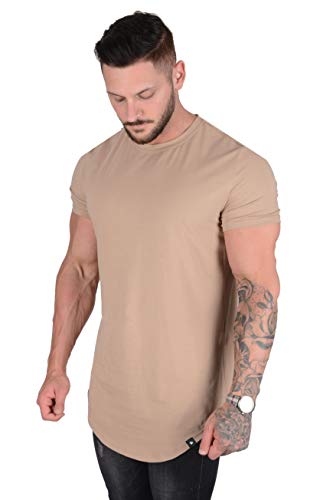 YoungLA Men's Slim Fit Long Drop Cut T-Shirt - Workout & Gym Essential - Moisture Wicking Athletic Tee for Training, Running & Casual Wear