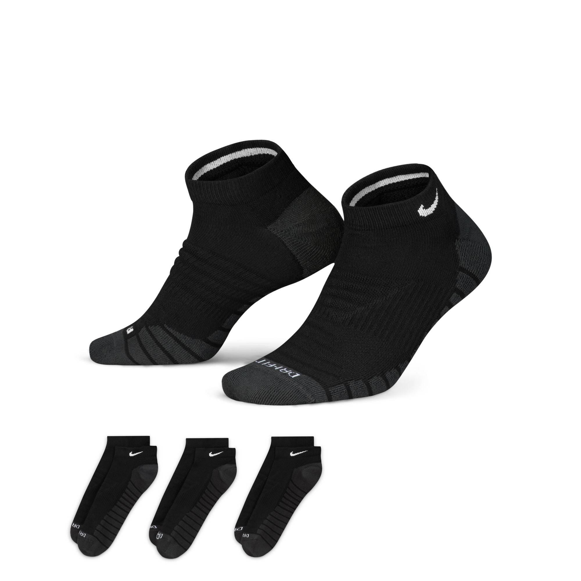Nike Men's Max Cushioned No Show Socks 3 Pack - Breathable Athletic Socks for Running, Gym & Everyday Comfort
