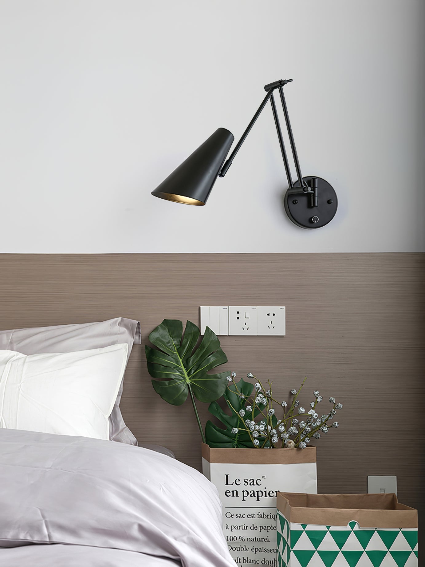 Swing Arm Wall Light - Adjustable Modern Wall Lamp for Bedroom, Living Room & Office - Dimmable Reading Light with Flexible Arm - Perfect for Nighttime Reading, Task Lighting & Home Decor