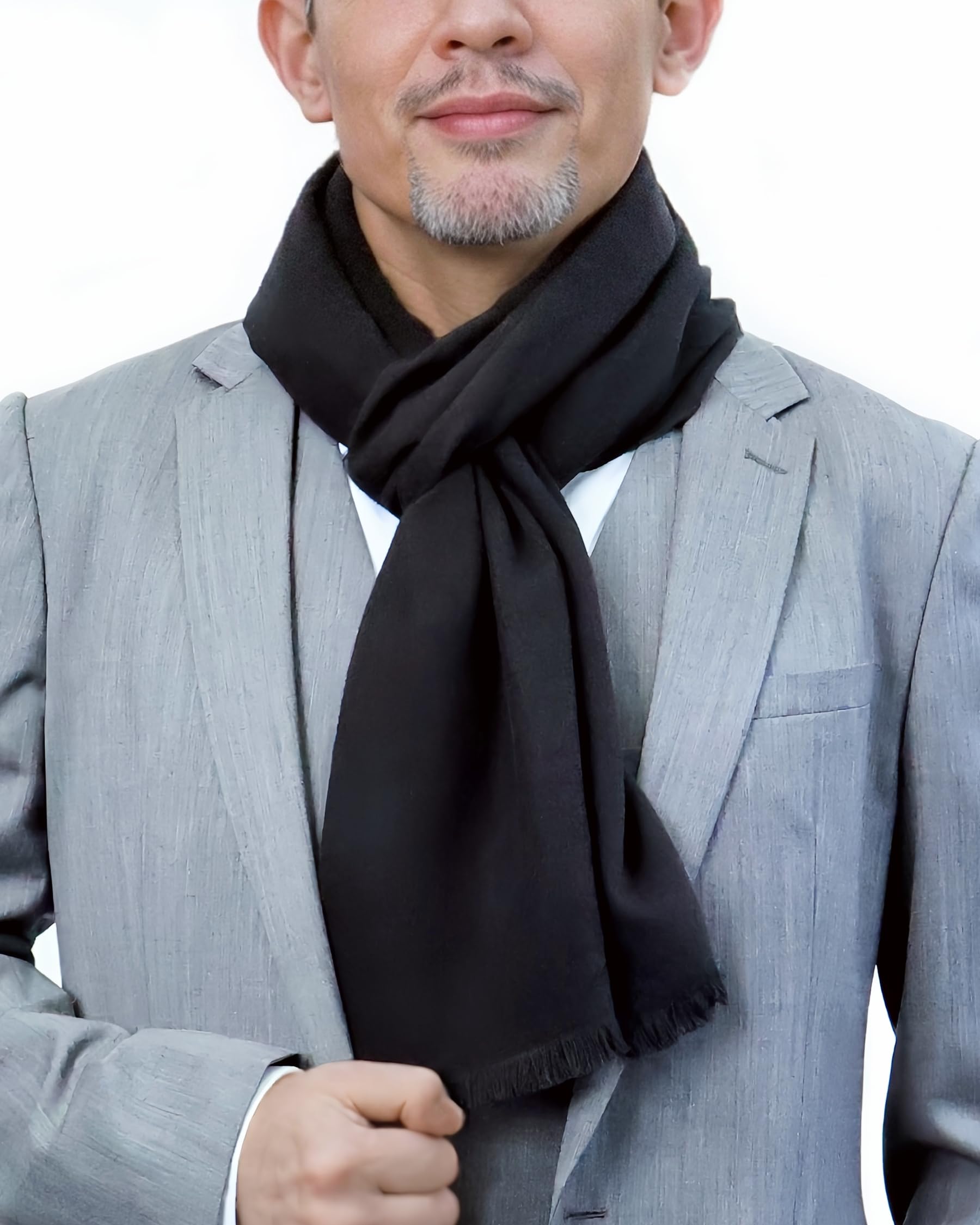 Premium Men's Cashmere Feel Scarf - Soft Winter & Autumn Fashion Accessory with Elegant Tassels - Perfect for Cold Weather, Office Wear & Outdoor Activities