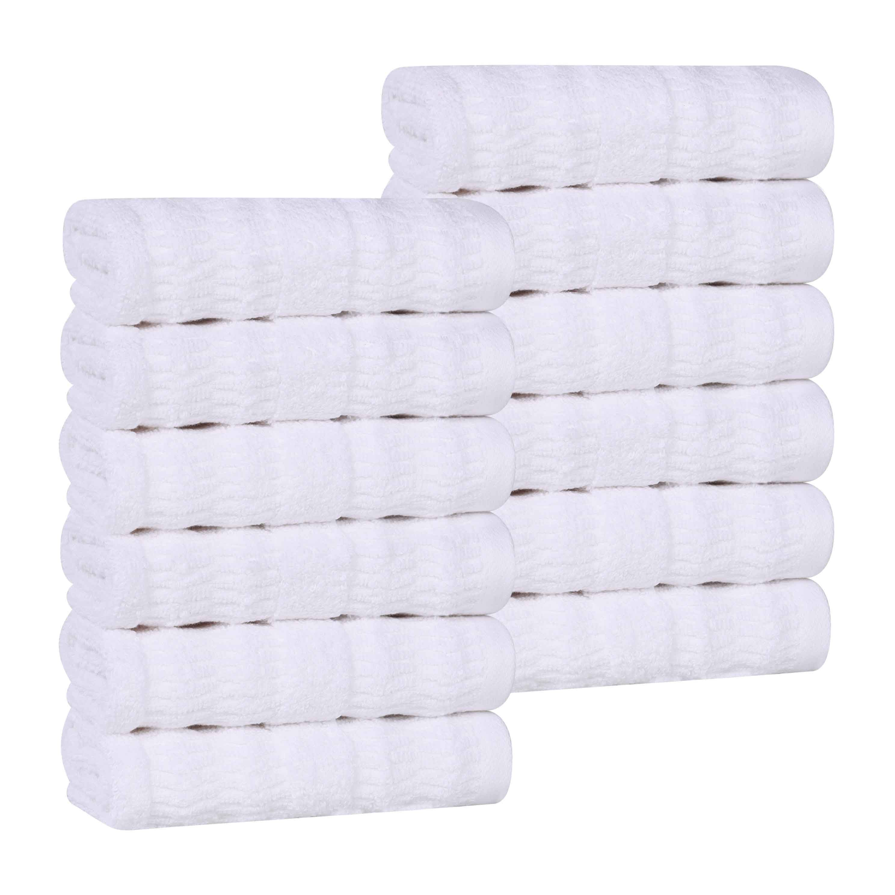 Mika Smart Twist Cotton Face Towels & Washcloths - 12 Pack Soft Absorbent Bath Towels for Spa, Gym, Travel & Baby Care - Hypoallergenic & Quick-Drying