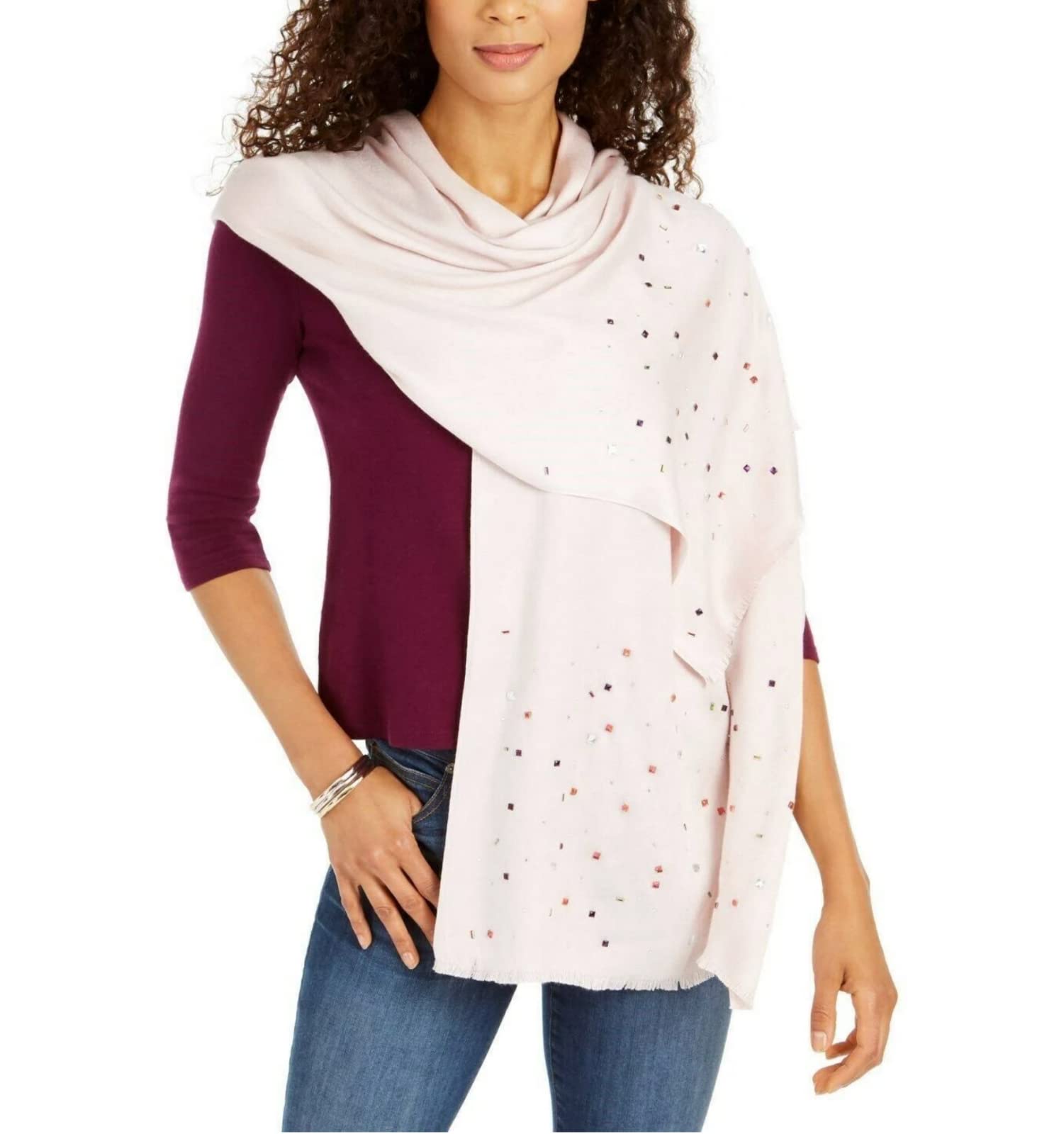 Luxury Rose Gold Pashmina Shawl - Soft Cashmere Blend Wrap Scarf for Women - Perfect for Weddings, Parties & Evening Events