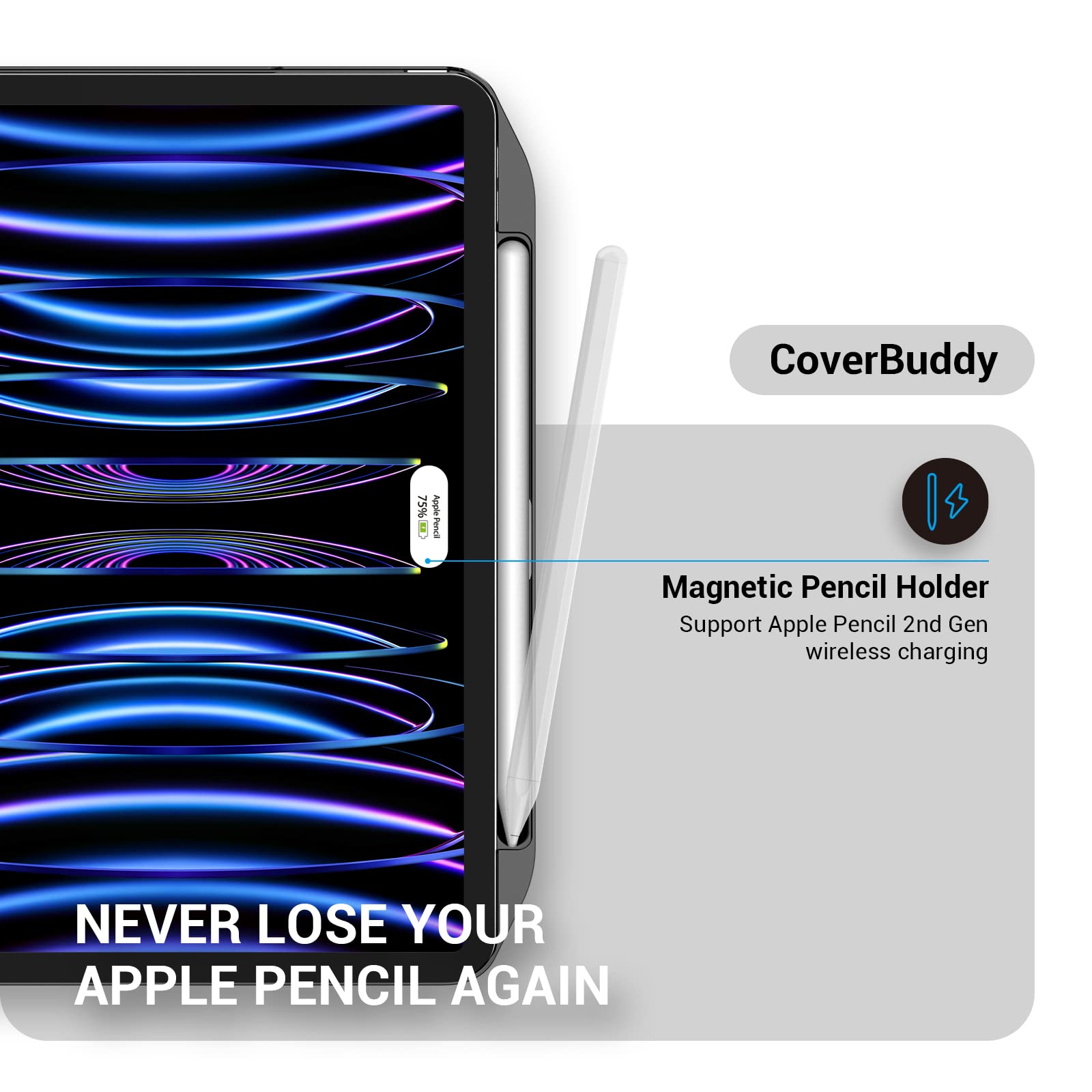 SwitchEasy CoverBuddy iPad Pro 12.9 Case (2021-2022) with Pencil Holder - White | Works with Magic Keyboard for Office & Study