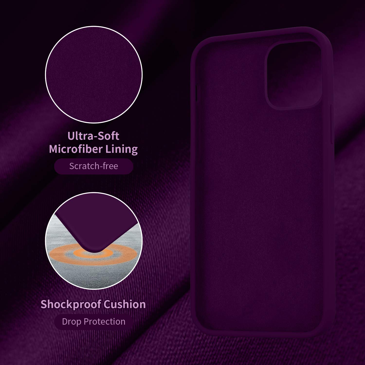 Premium Shockproof Silicone Case for iPhone 12 & iPhone 12 Pro (6.1 Inch) - Soft Anti-Scratch Microfiber Lining - Wine Red Protective Phone Cover | Perfect for Daily Use, Travel & Outdoor Activities