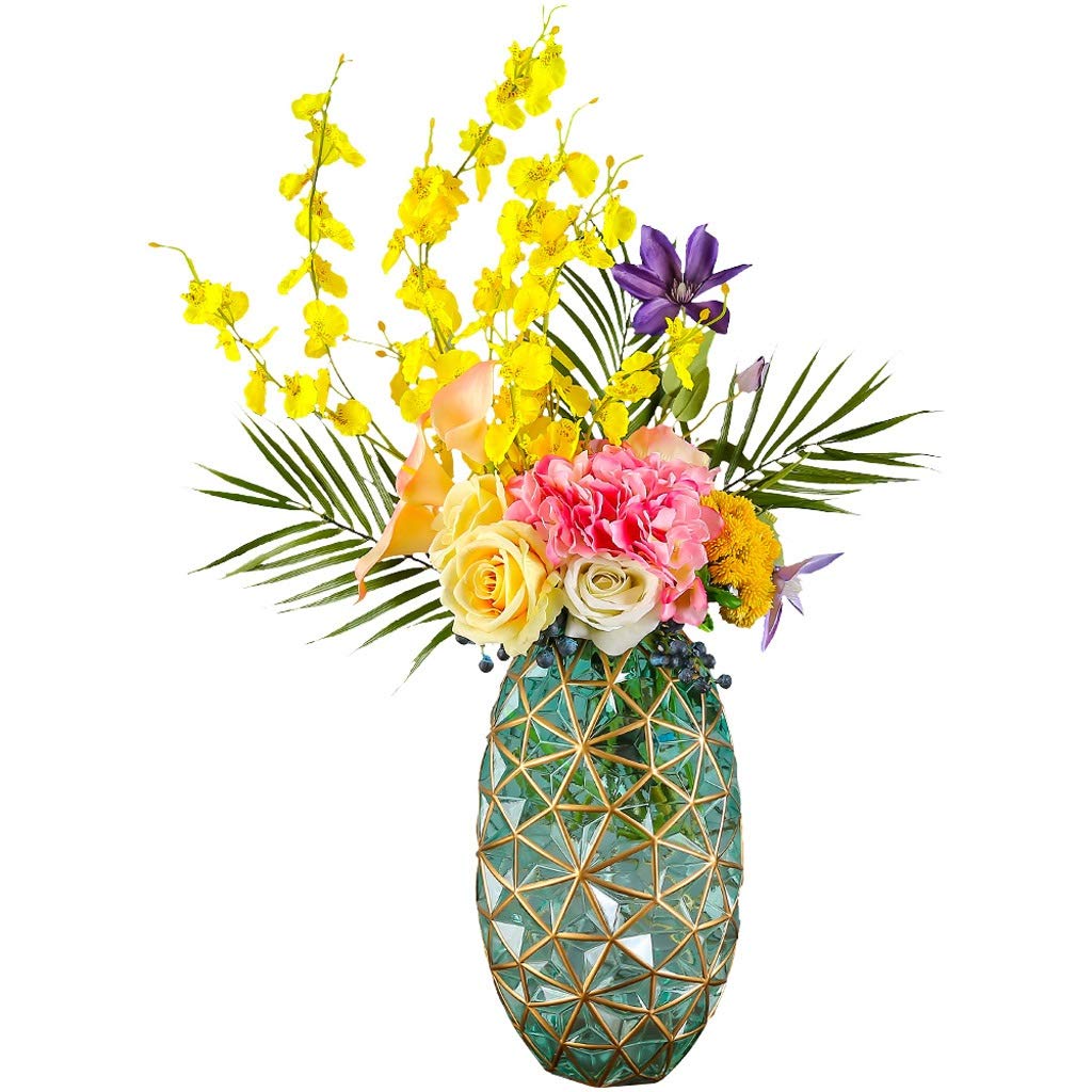 JBSHOP Geometric Glass Vase - Transparent Vertical Hydroponic Vase for Modern Home Decor, Creative Dining & Living Room Centerpiece - Perfect for Plants, Flowers, and Stylish Interior Design