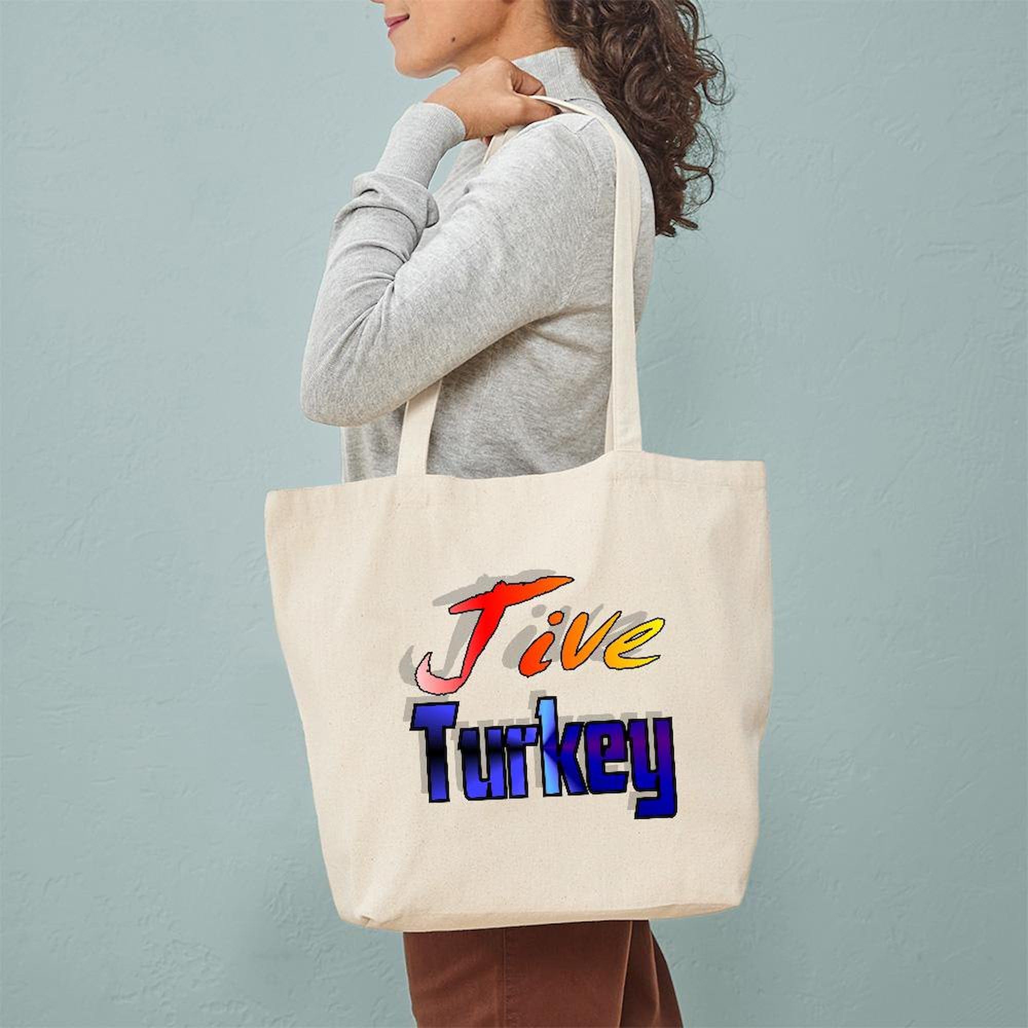 Jive Turkey Tote Bag - Natural Canvas Reusable Shopping Bag for Groceries, Beach & Farmers Market | Eco-Friendly Cotton Tote by CafePress