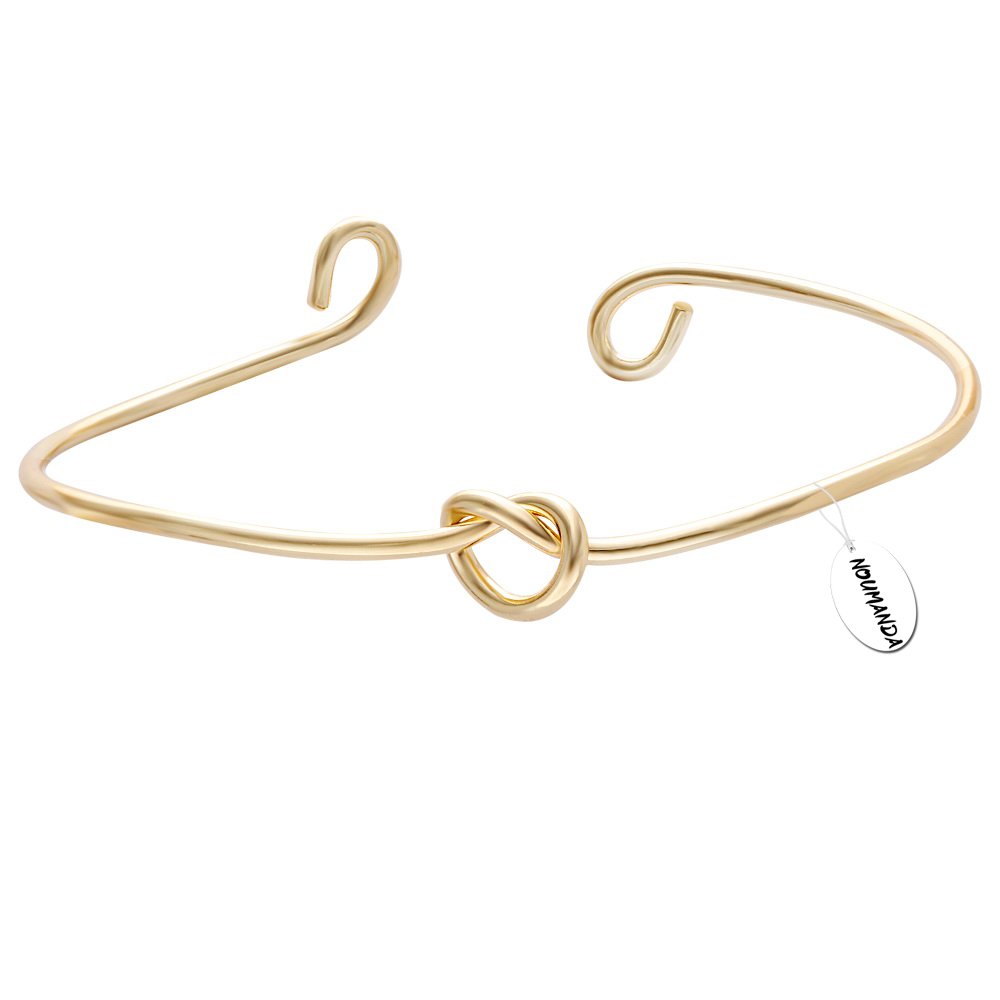 NOUMANDA Fashion Love Heart Knot Upper Arm Bracelet - Simple Metal Open Cuff Bangle for Women - Perfect for Parties, Weddings & Everyday Wear