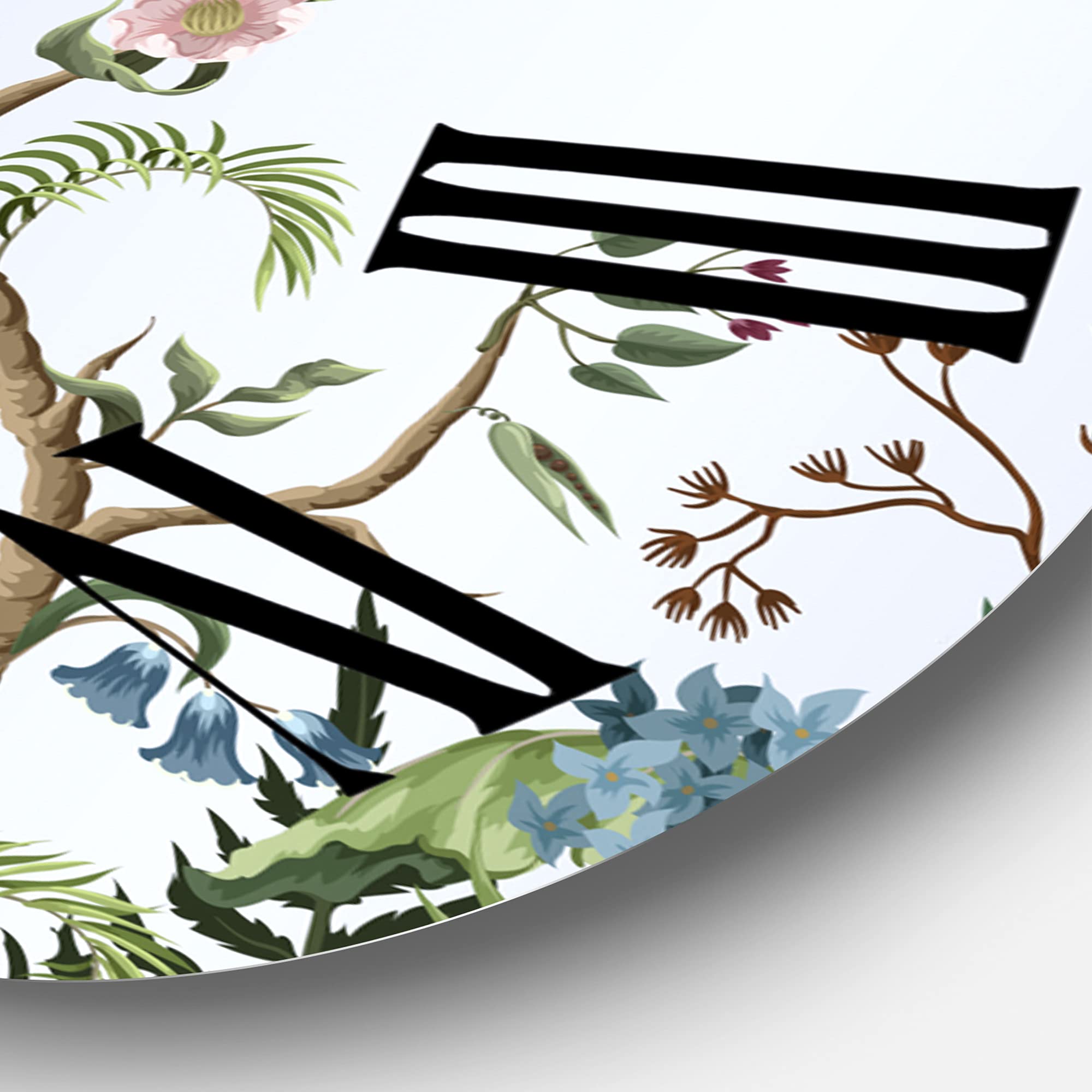 Chinoiserie Style Large Wall Clock with Cranes & Peonies Design - Traditional Home Decor for Living Room, Bedroom & Office | Silent Non-Ticking Modern Clock