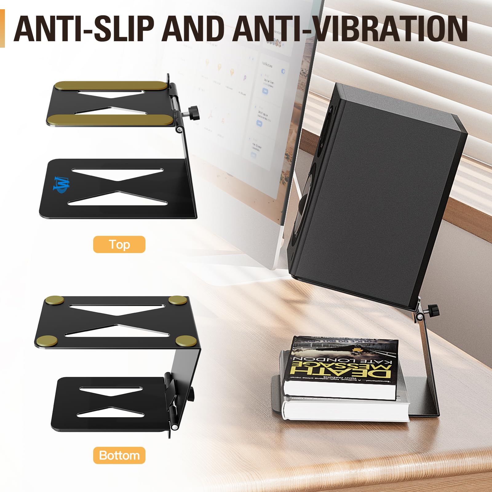 Mounting Dream Desktop Speaker Stands - Set of 2 Studio Monitor Stands with 15° Tilt & Anti-Vibration Pads, Holds up to 33 lbs - Perfect for Bookshelf Speakers, Surround Sound Systems & Home Studio Setups