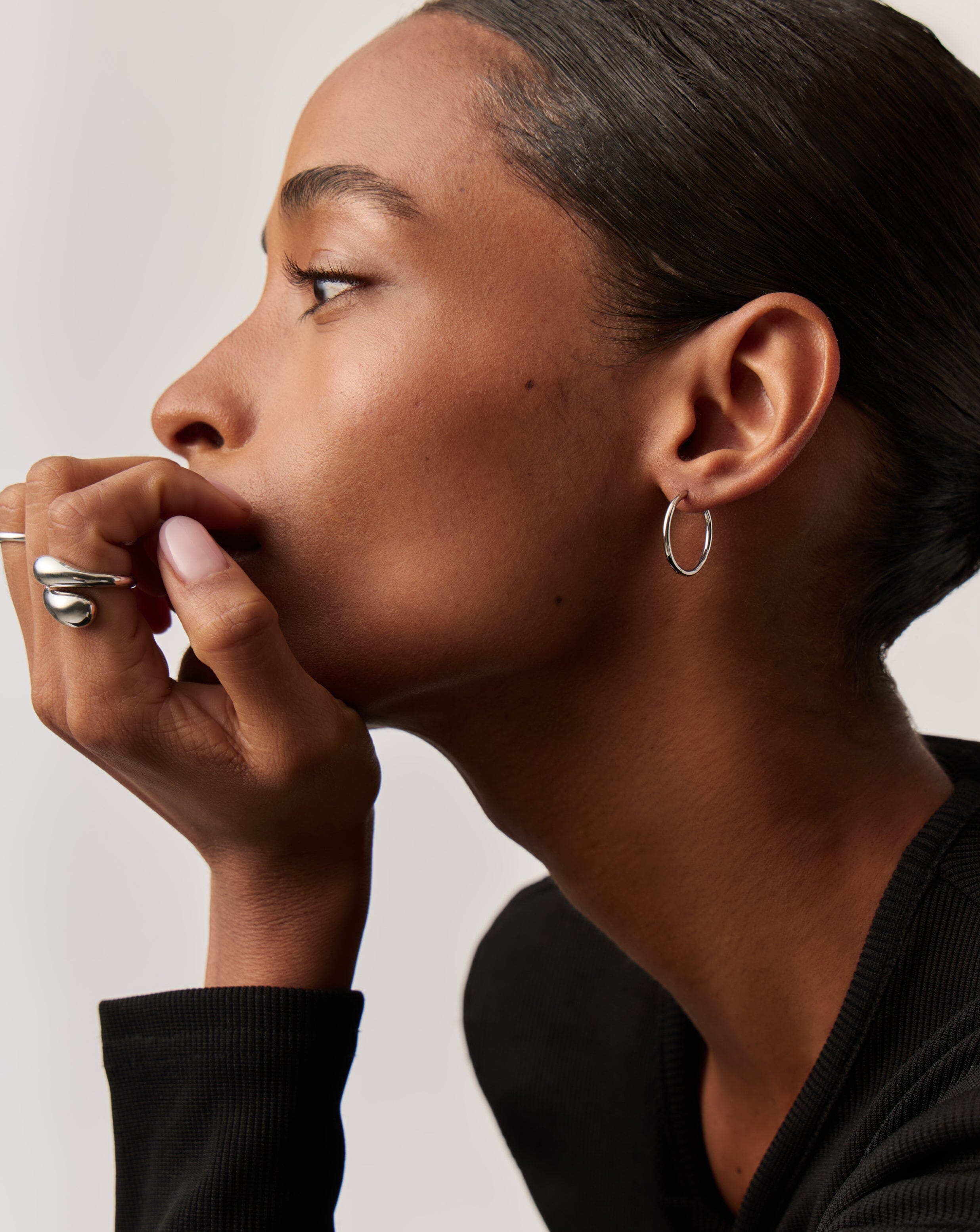 Classic Small Hoop Earrings - Rhodium Plated Recycled Sterling Silver Jewelry for Women | Perfect for Everyday Wear, Office & Date Night
